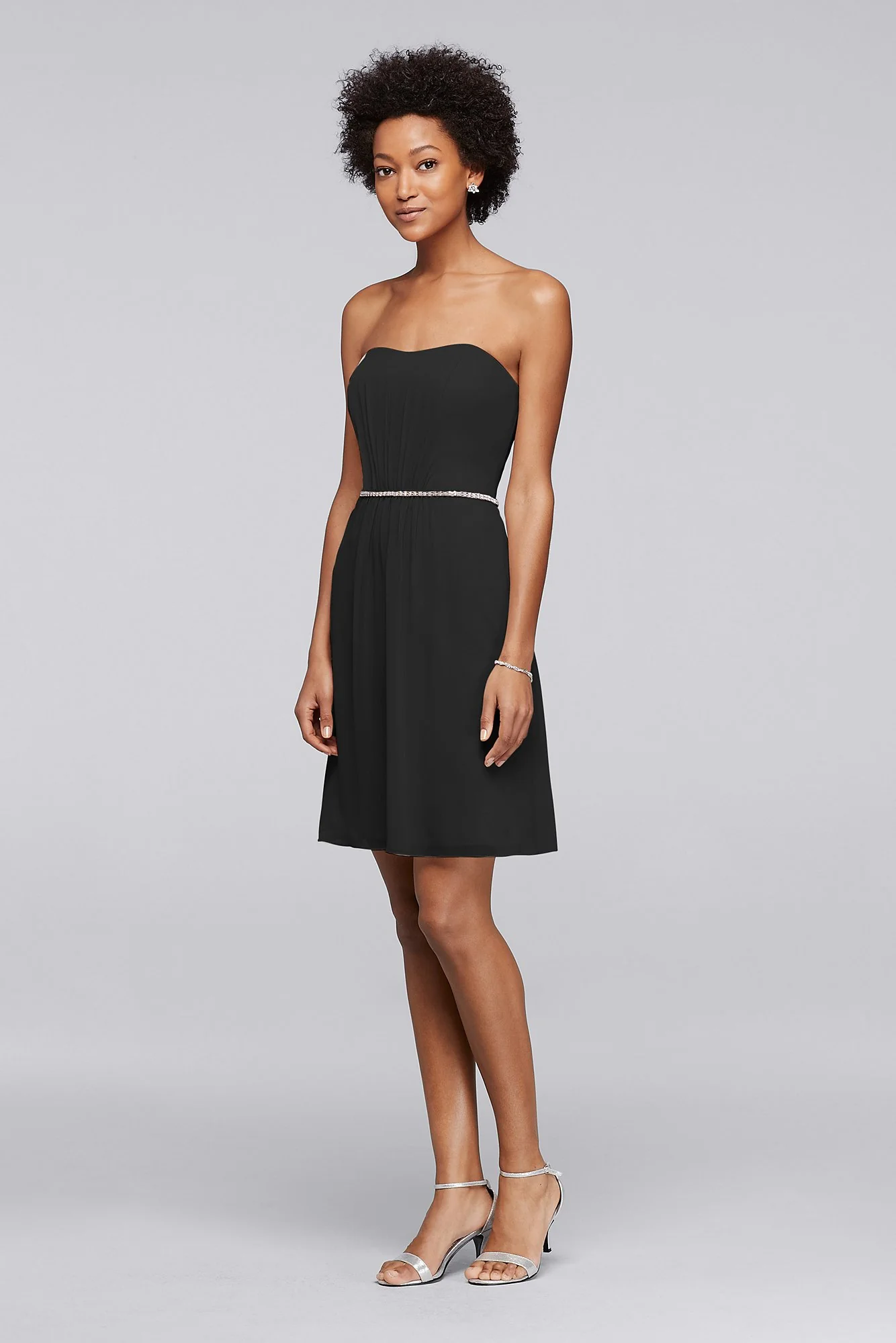 Chiffon Short Bridesmaid Dress with Beaded Belt - Image 6