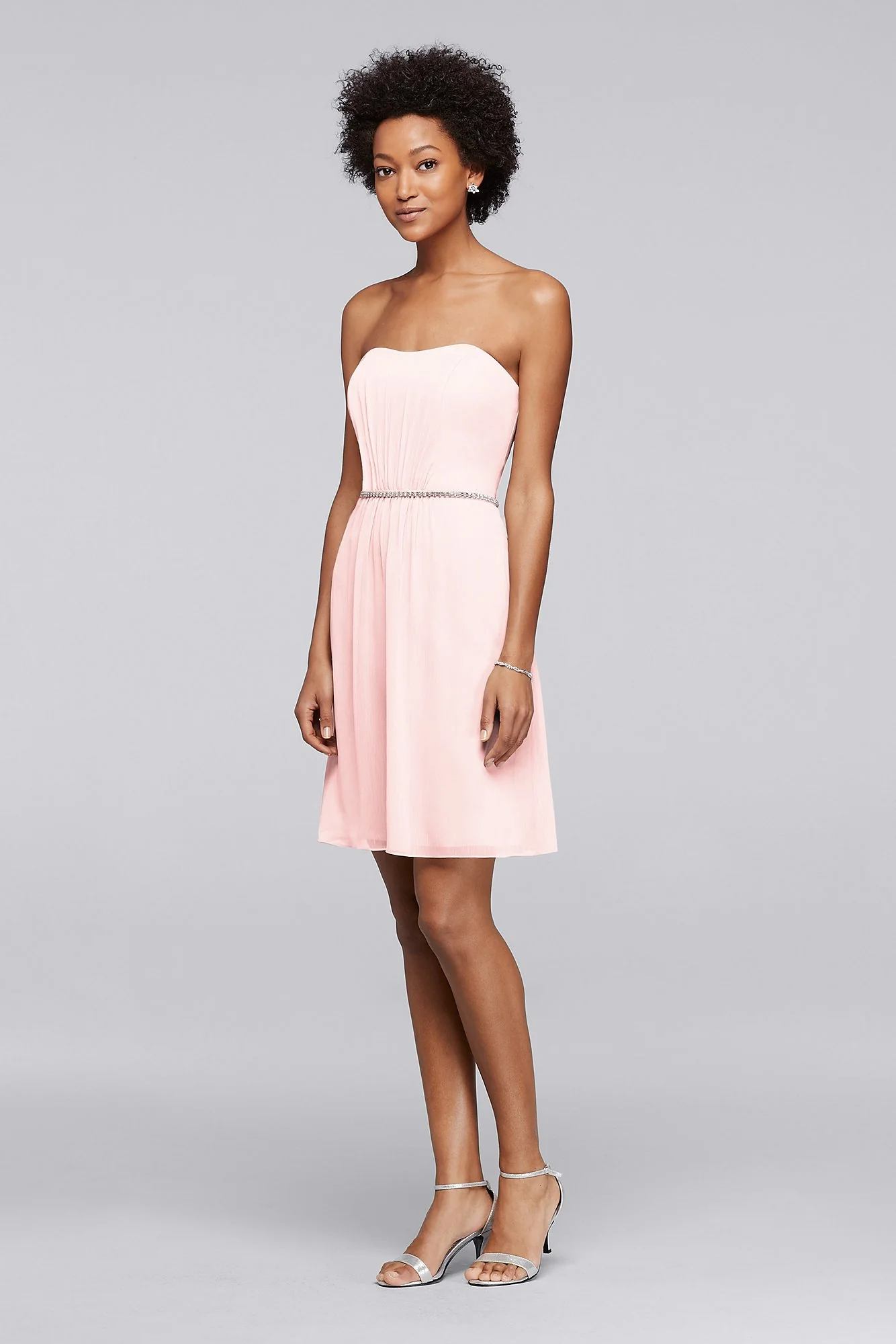 Chiffon Short Bridesmaid Dress with Beaded Belt - Image 8
