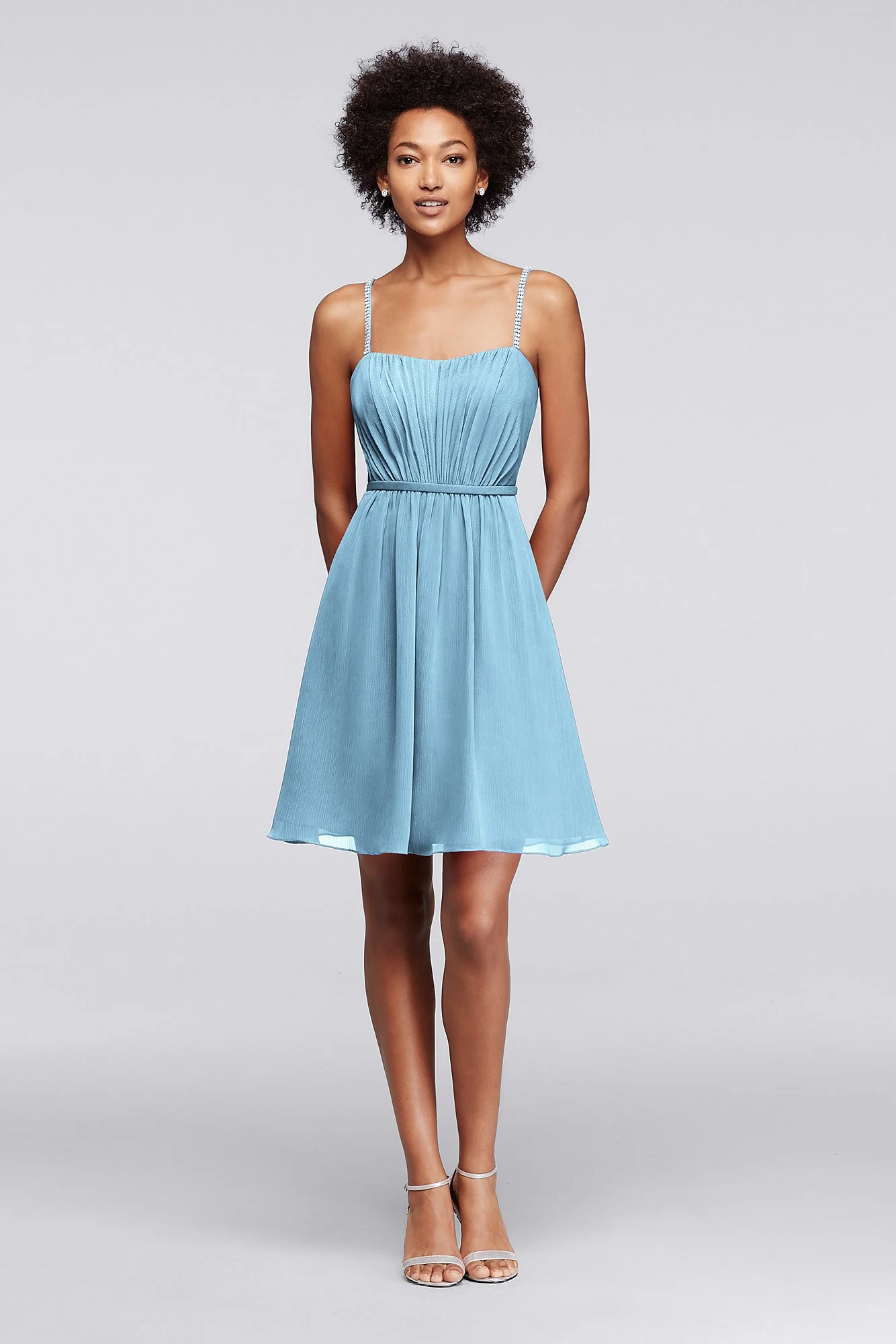 Chiffon Short Bridesmaid Dress with Pleating - Image 13