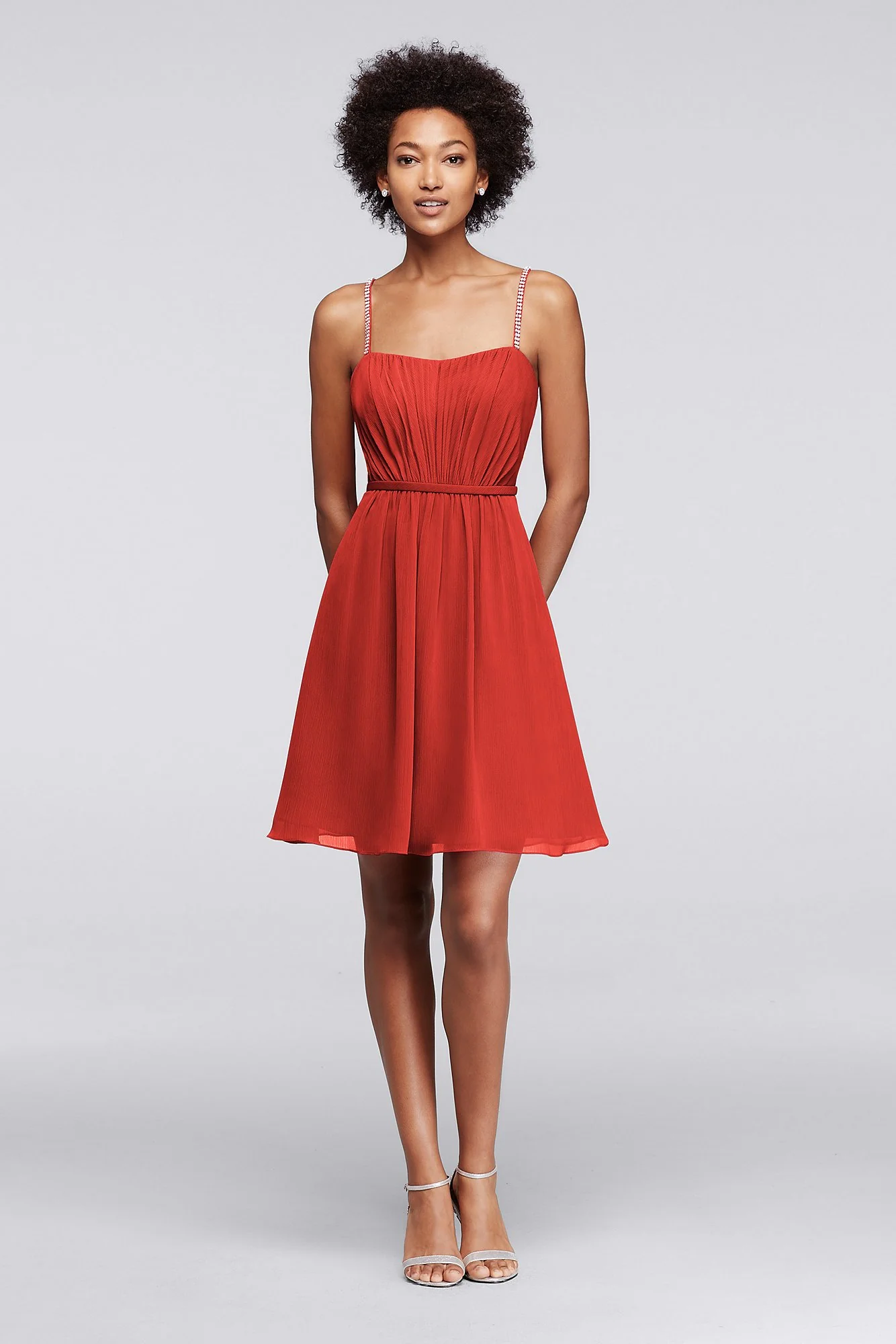 Chiffon Short Bridesmaid Dress with Pleating - Image 15