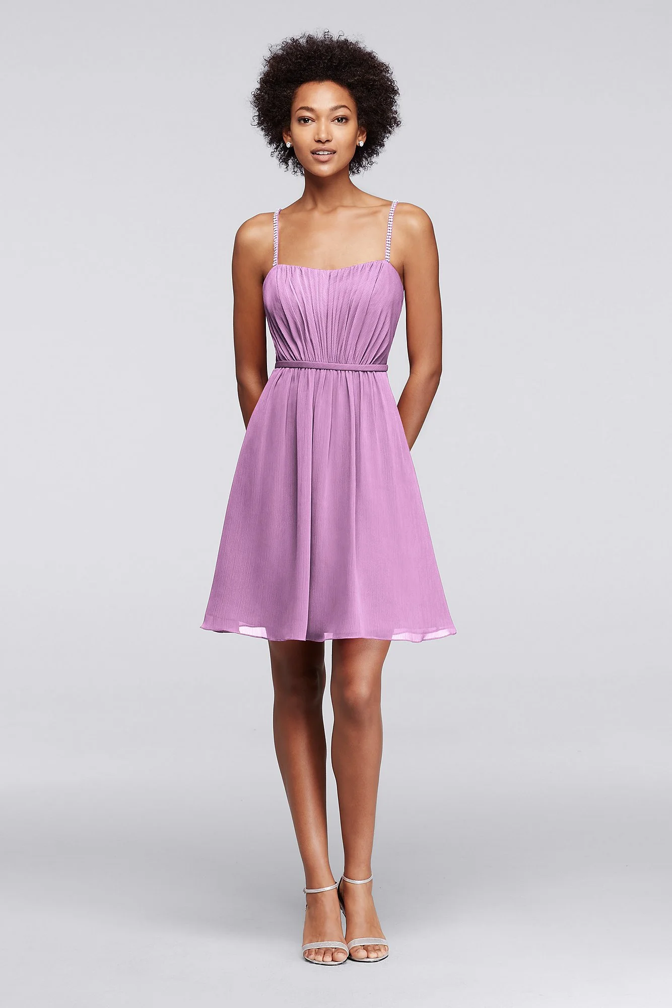 Chiffon Short Bridesmaid Dress with Pleating - Image 25