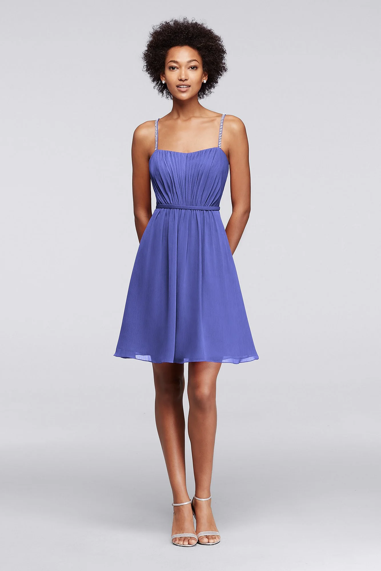 Chiffon Short Bridesmaid Dress with Pleating - Image 3