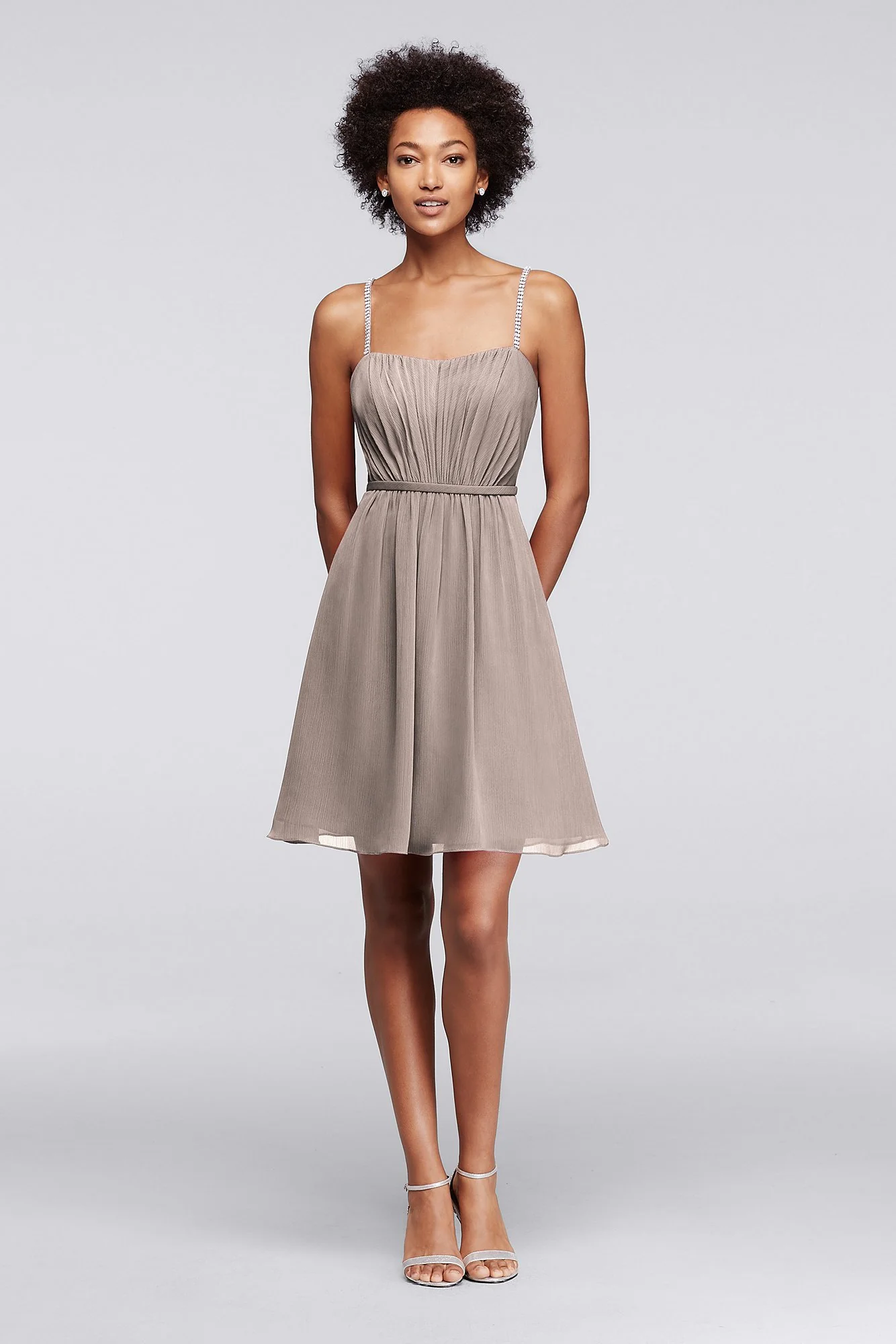 Chiffon Short Bridesmaid Dress with Pleating - Image 31