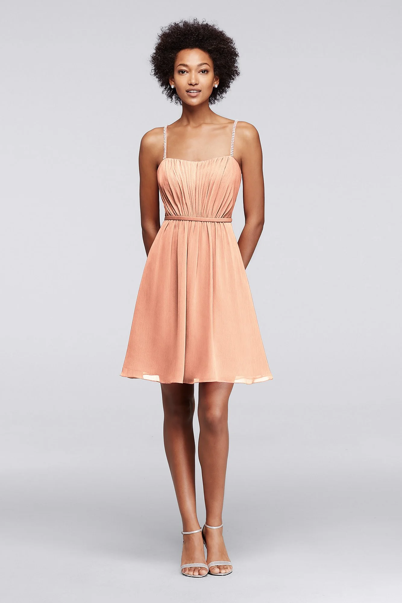 Chiffon Short Bridesmaid Dress with Pleating - Image 4