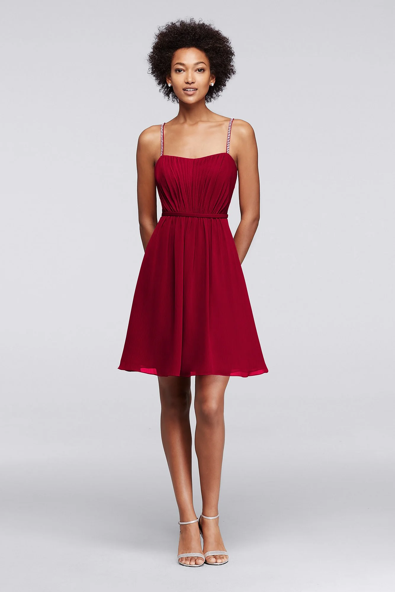 Chiffon Short Bridesmaid Dress with Pleating - Image 50