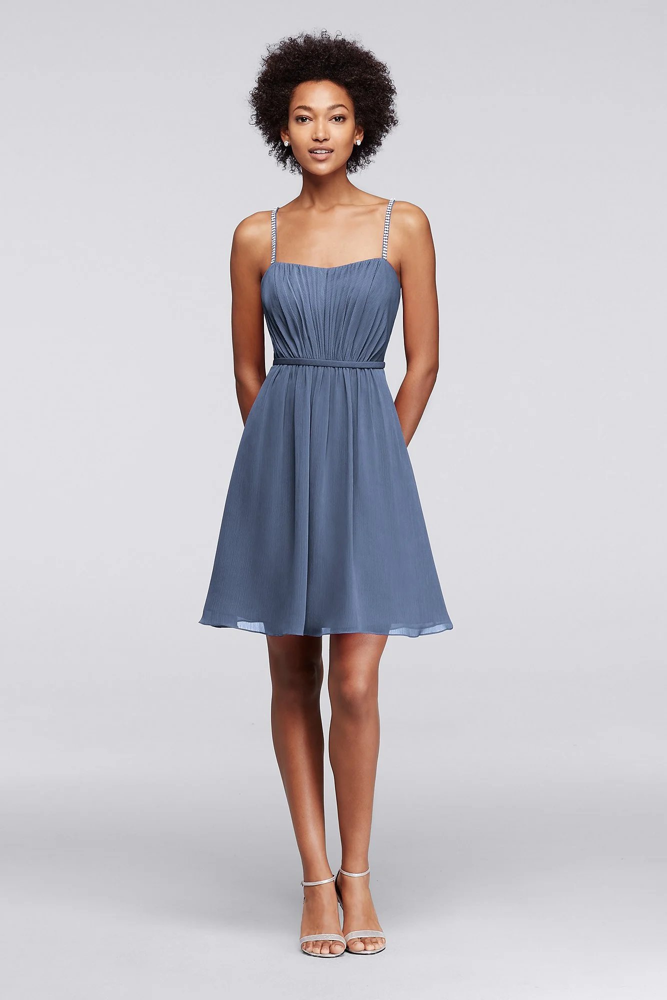 Chiffon Short Bridesmaid Dress with Pleating - Image 51