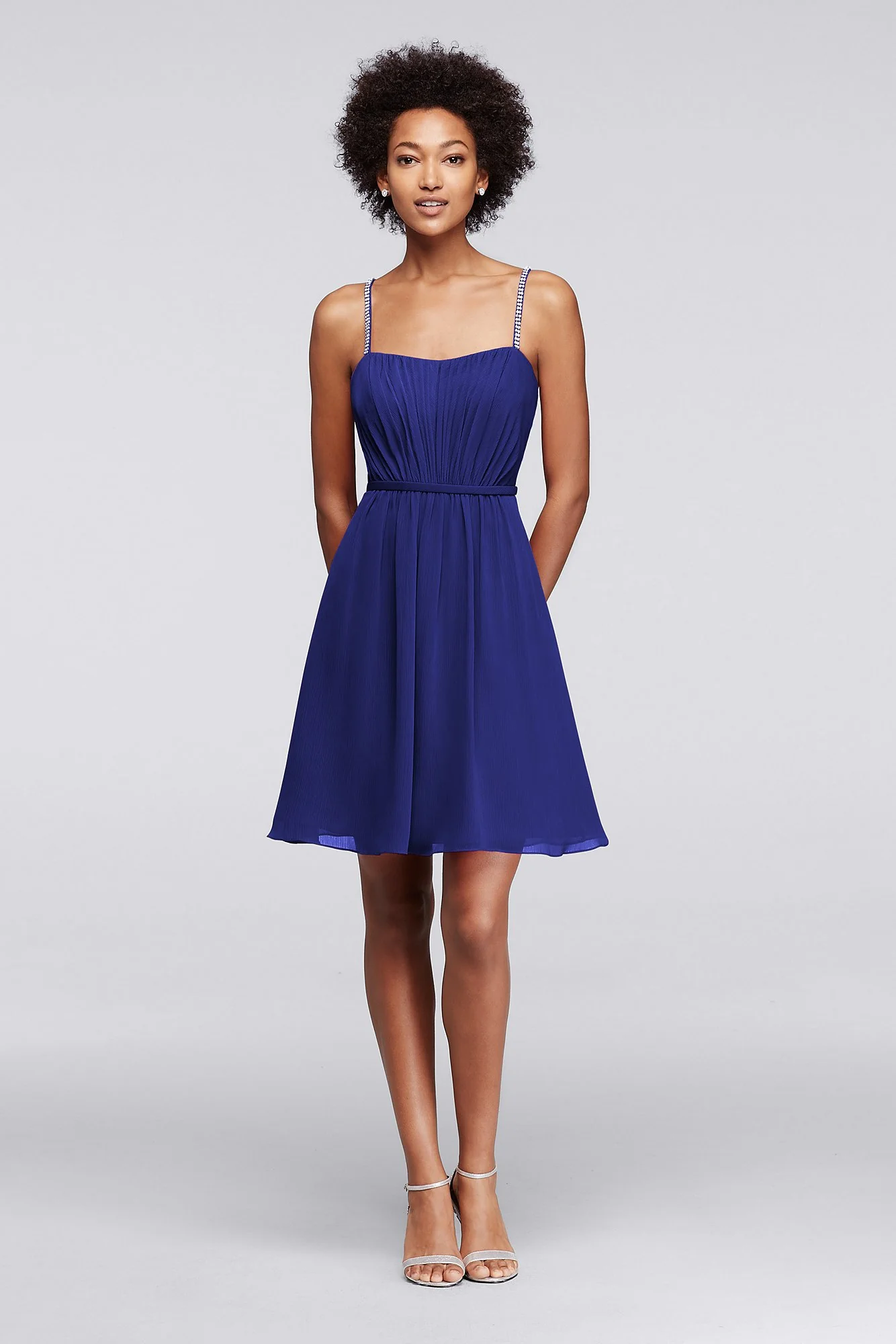Chiffon Short Bridesmaid Dress with Pleating - Image 74