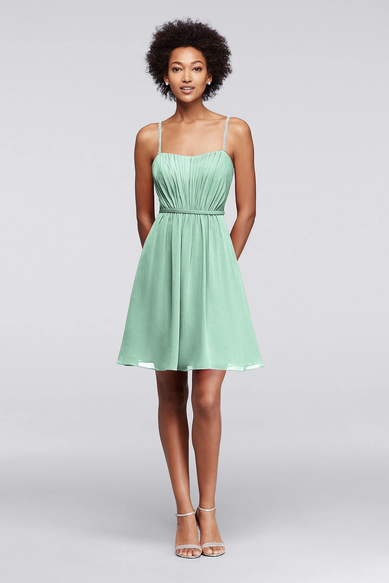 Chiffon Short Bridesmaid Dress with Pleating - Image 9