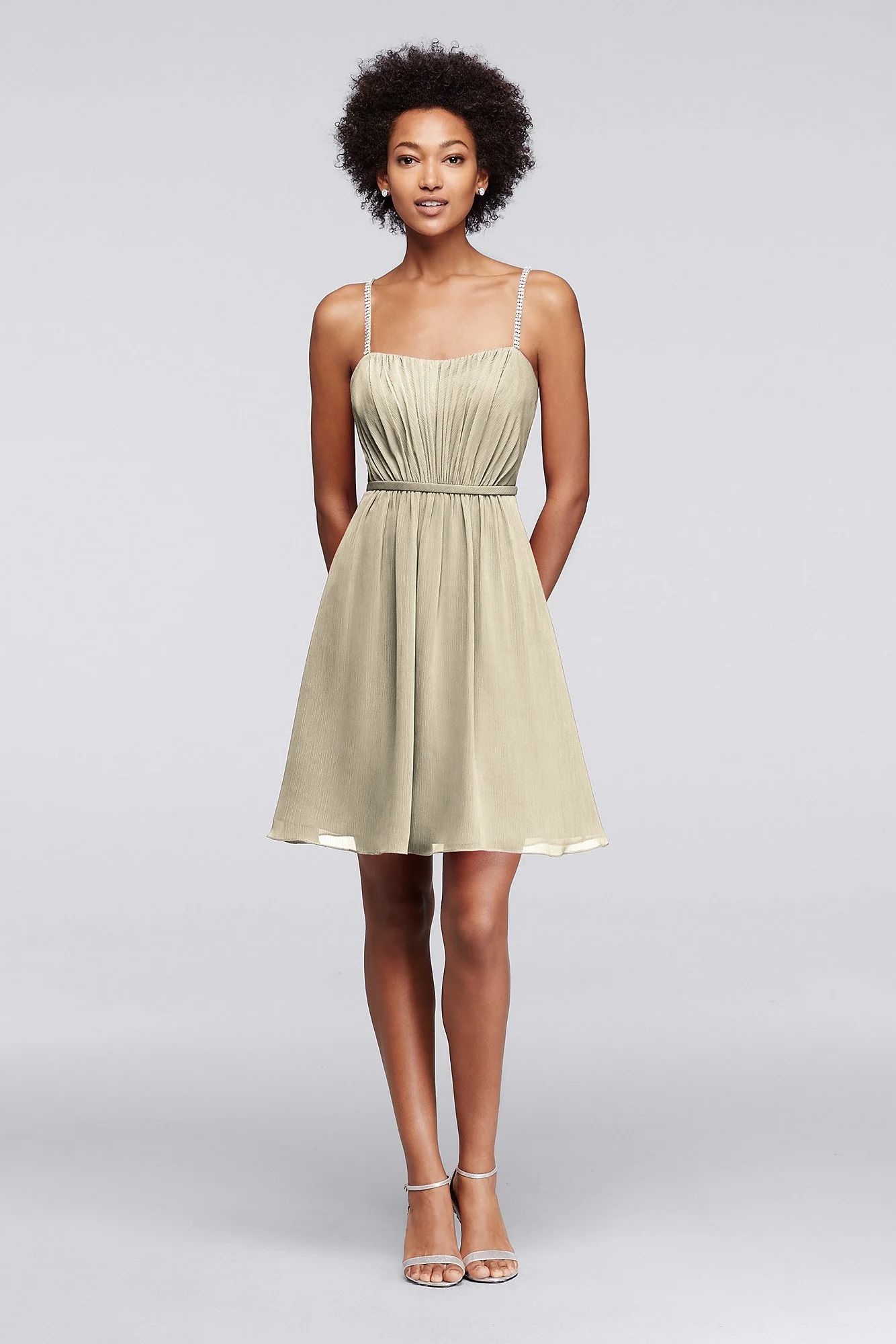 Chiffon Short Bridesmaid Dress with Pleating - Image 91