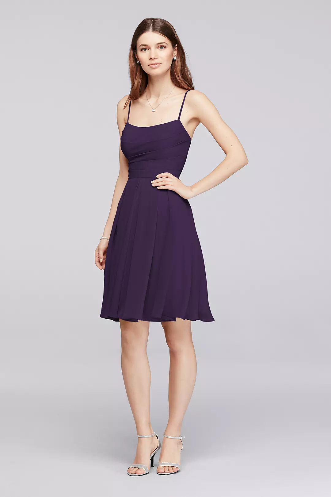 Chiffon Short Bridesmaid Dress with Straps - Image 10