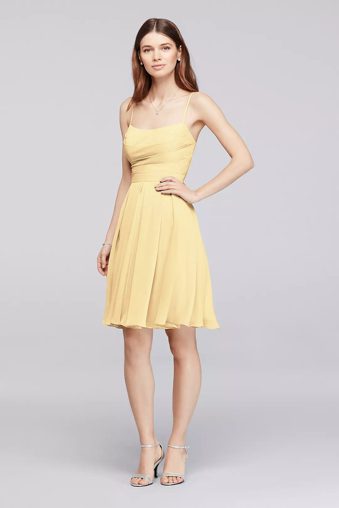 Chiffon Short Bridesmaid Dress with Straps - Image 11