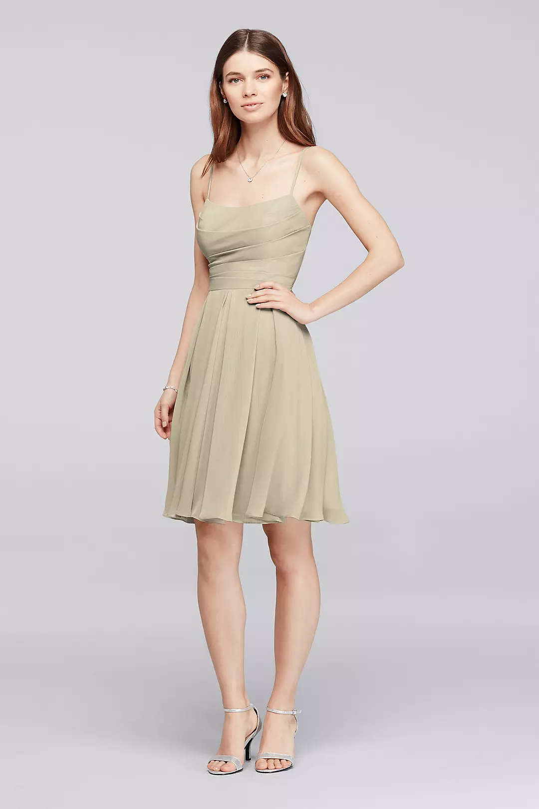Chiffon Short Bridesmaid Dress with Straps - Image 12