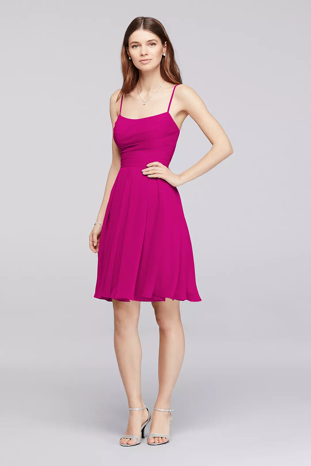Chiffon Short Bridesmaid Dress with Straps - Image 17