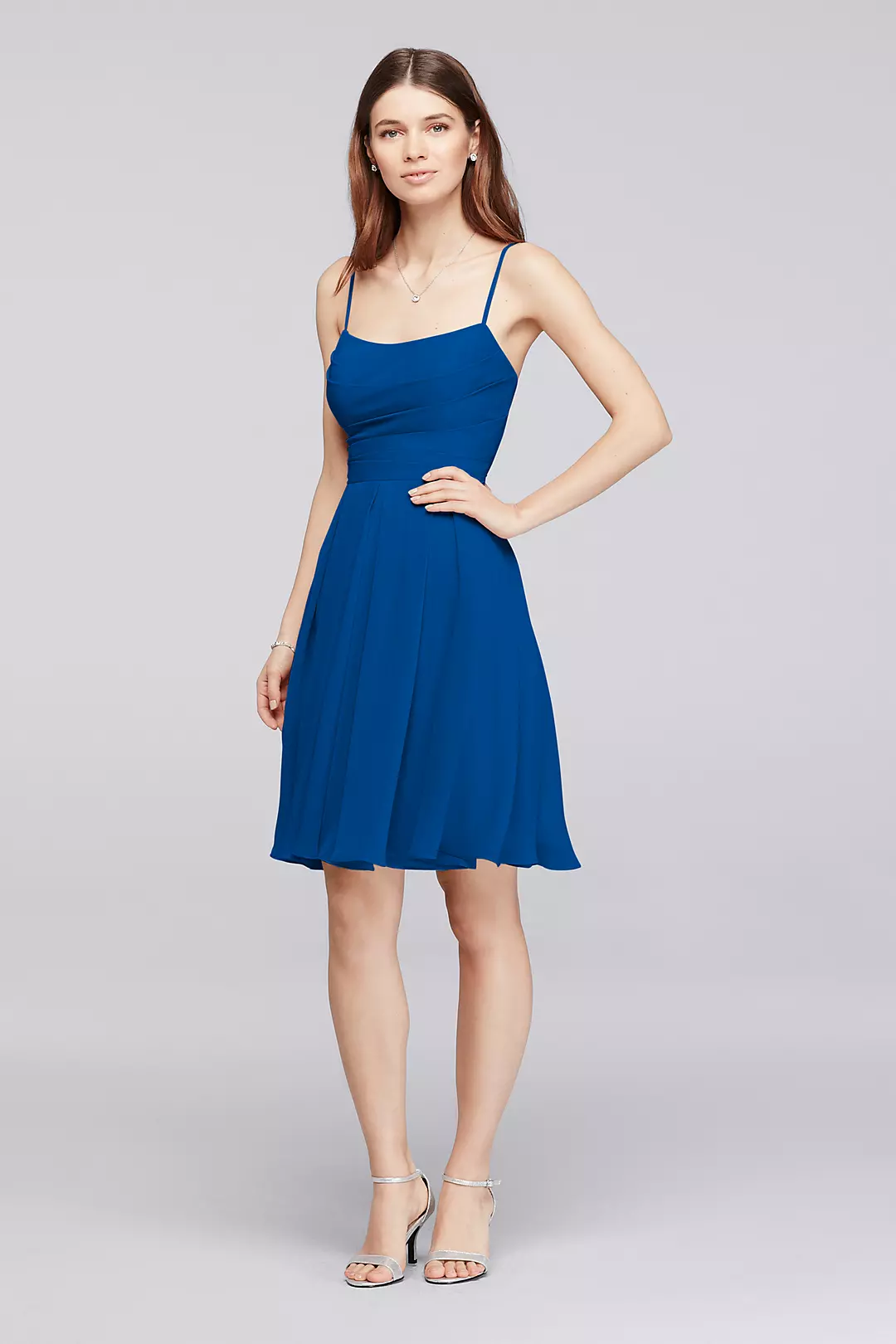 Chiffon Short Bridesmaid Dress with Straps - Image 19