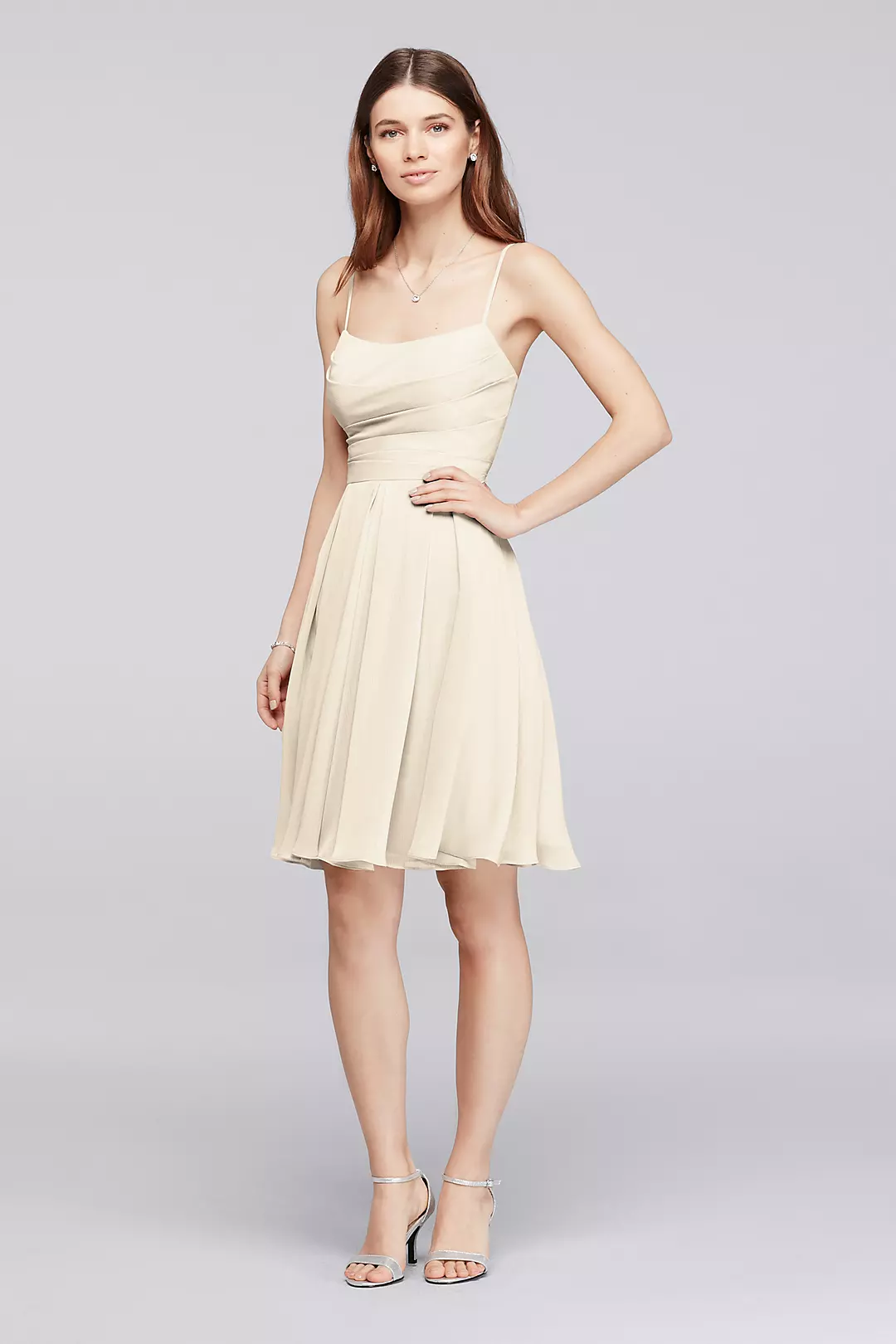 Chiffon Short Bridesmaid Dress with Straps - Image 2