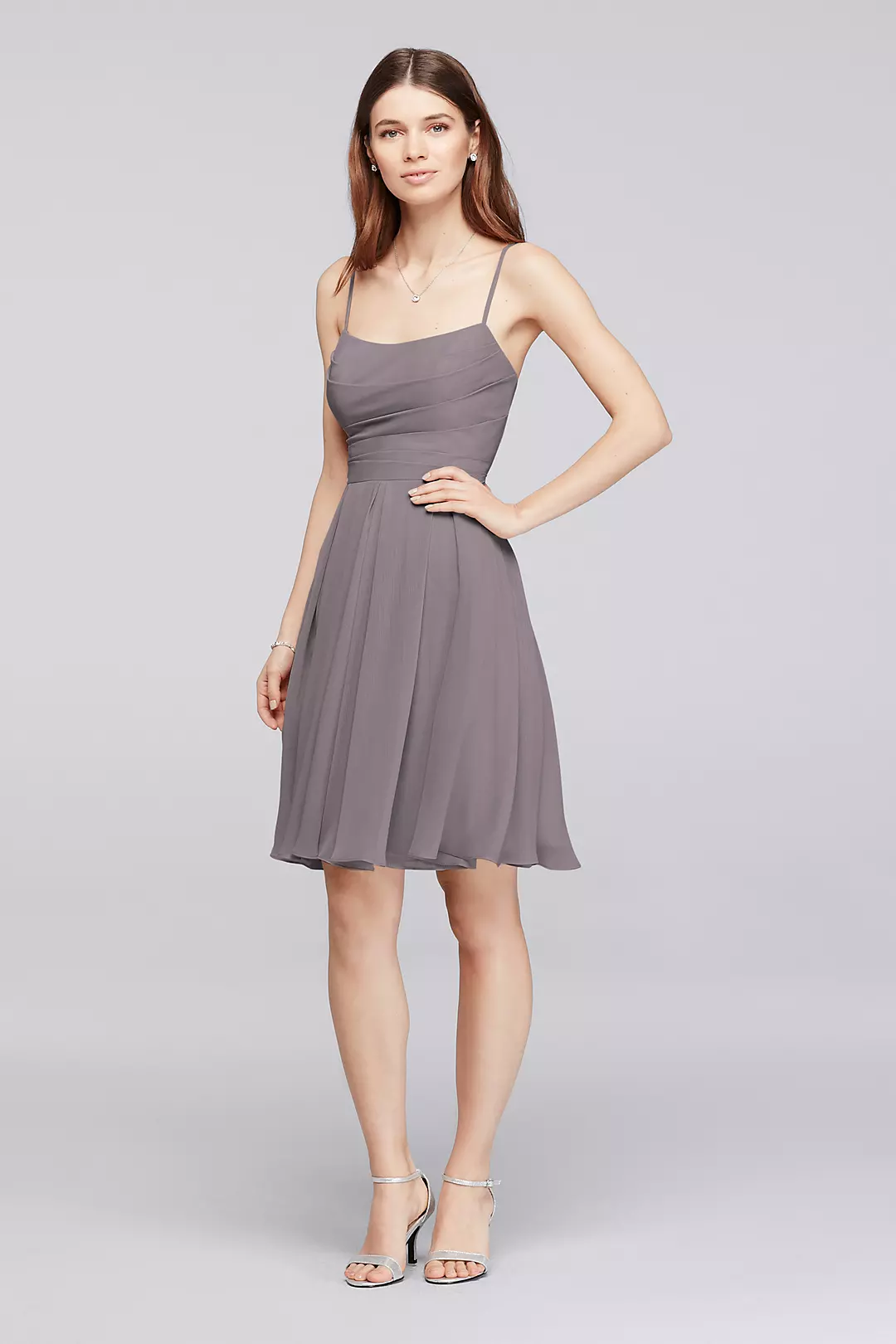 Chiffon Short Bridesmaid Dress with Straps - Image 22