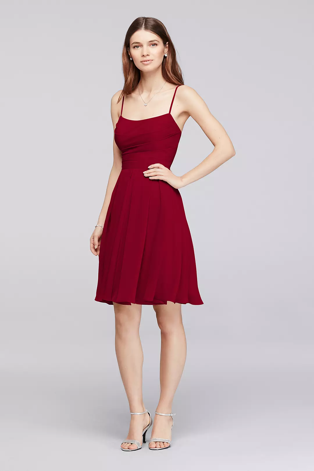Chiffon Short Bridesmaid Dress with Straps - Image 23