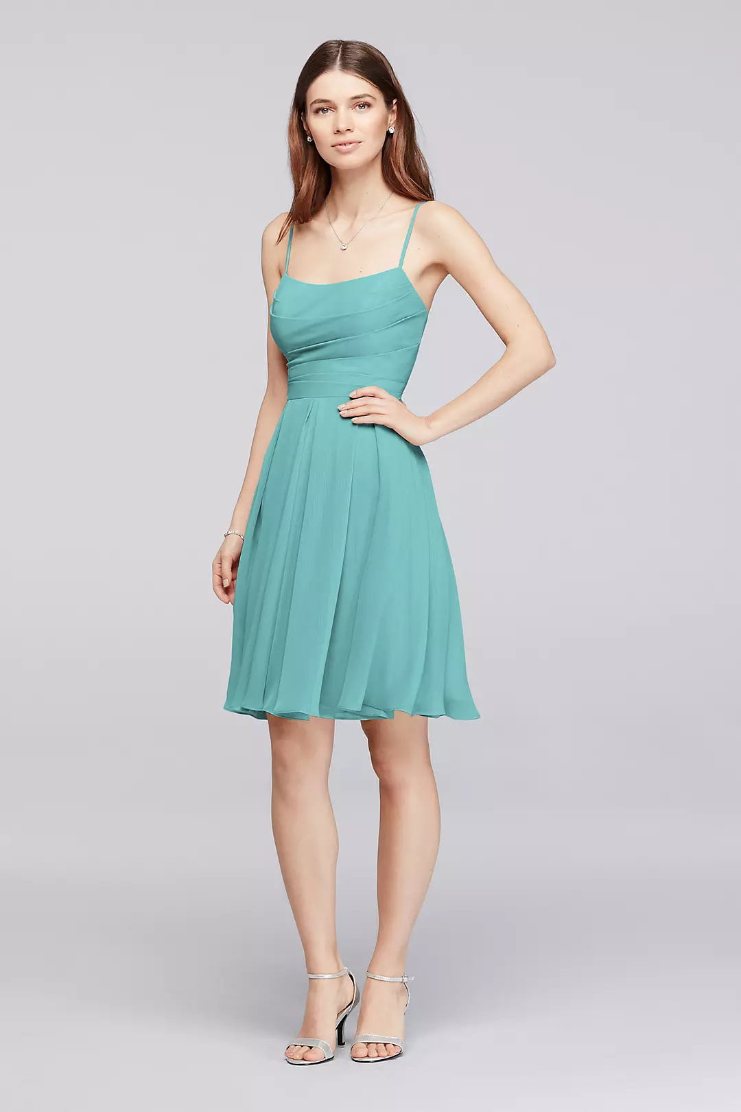 Chiffon Short Bridesmaid Dress with Straps - Image 25