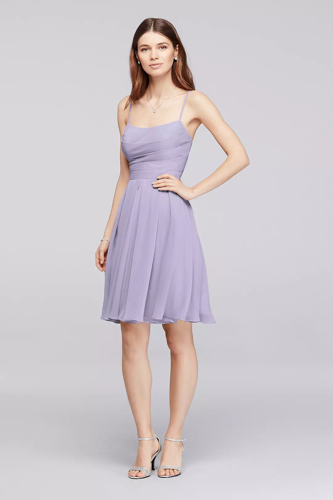 Chiffon Short Bridesmaid Dress with Straps - Image 26