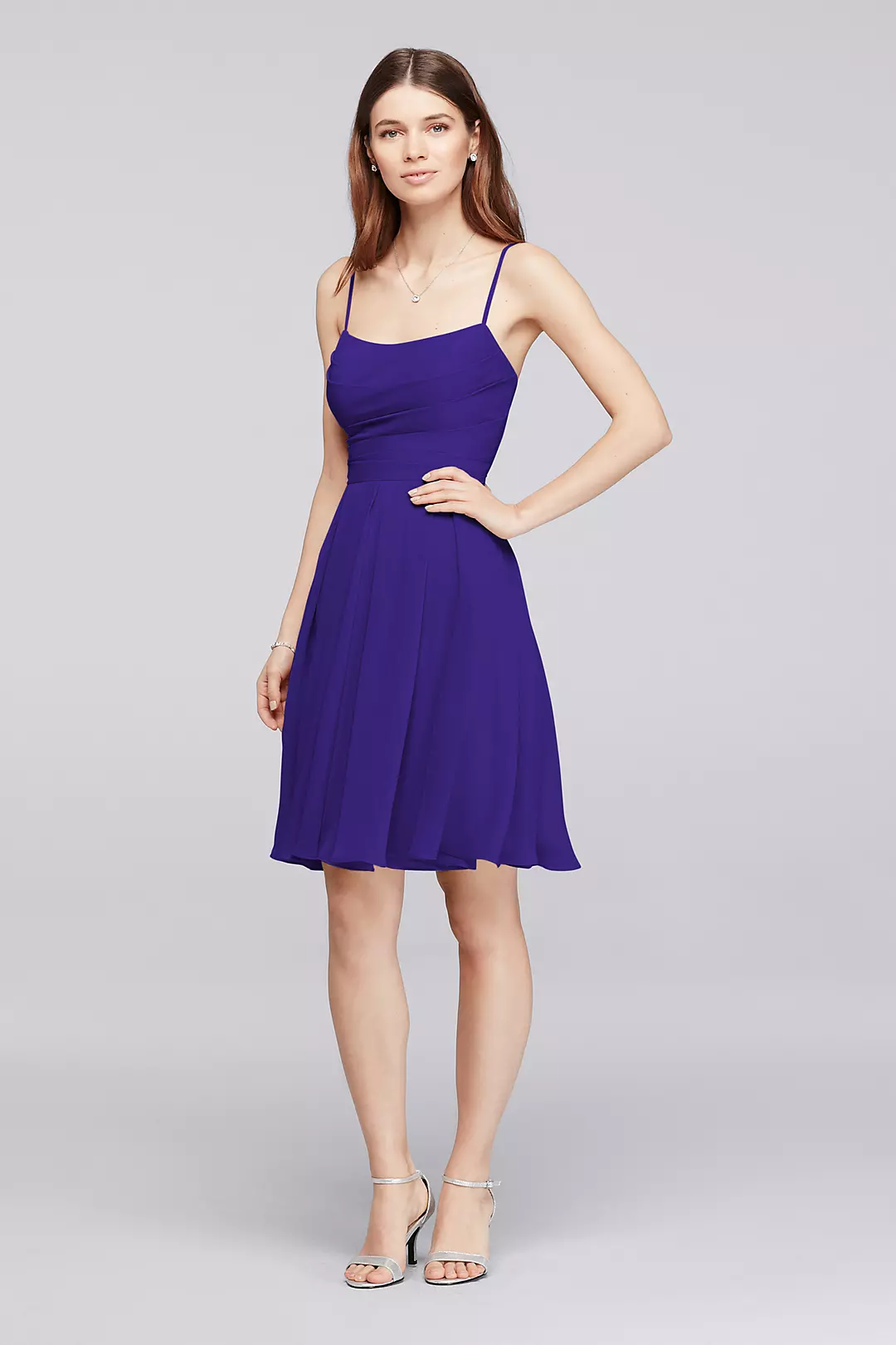 Chiffon Short Bridesmaid Dress with Straps - Image 27