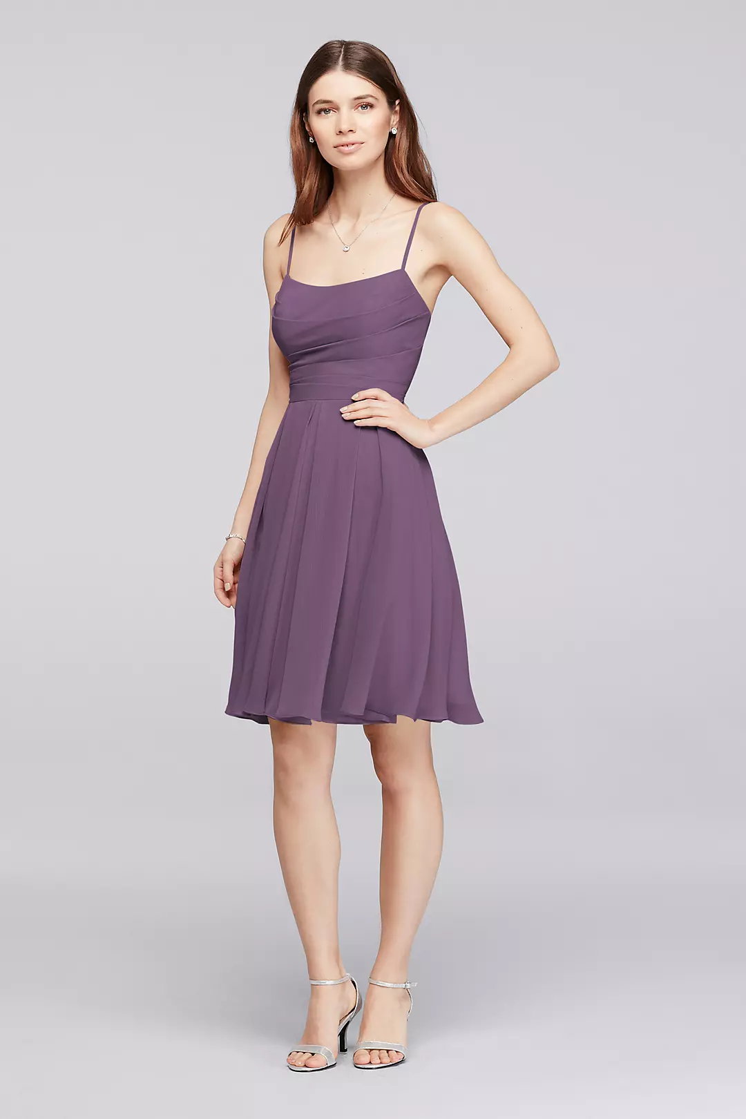 Chiffon Short Bridesmaid Dress with Straps - Image 30