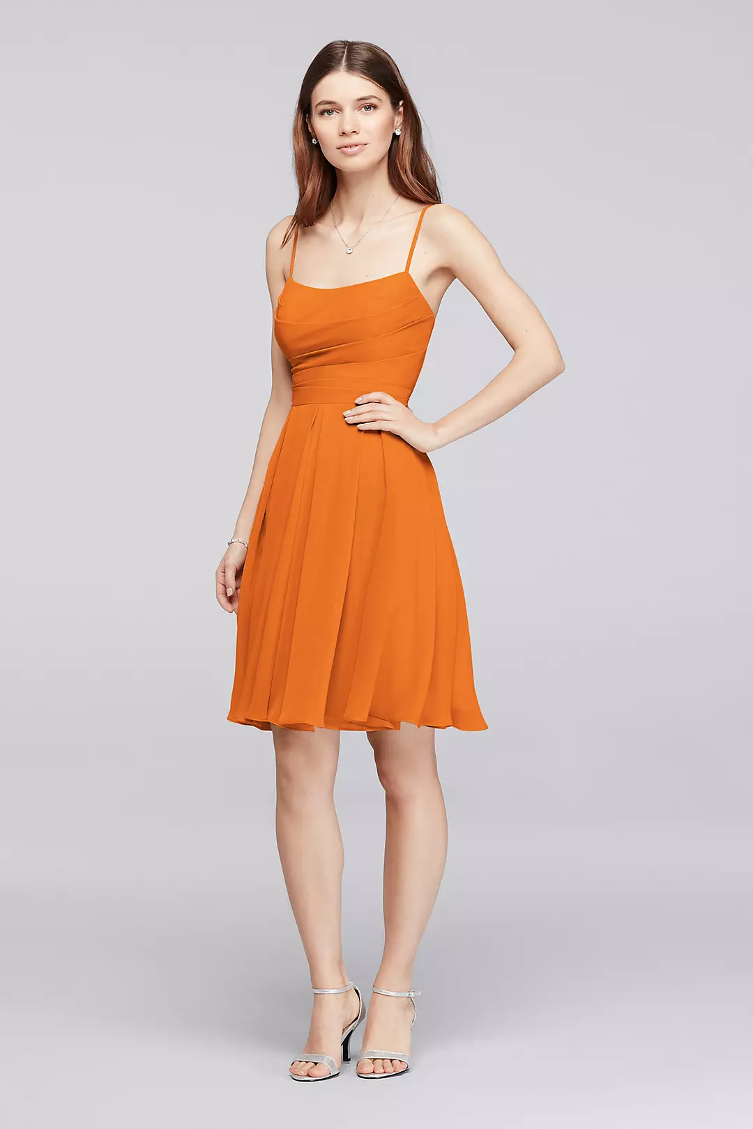 Chiffon Short Bridesmaid Dress with Straps - Image 32