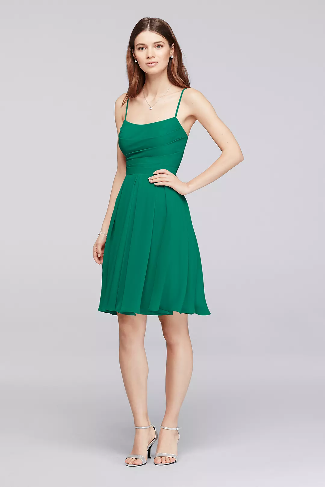 Chiffon Short Bridesmaid Dress with Straps - Image 33