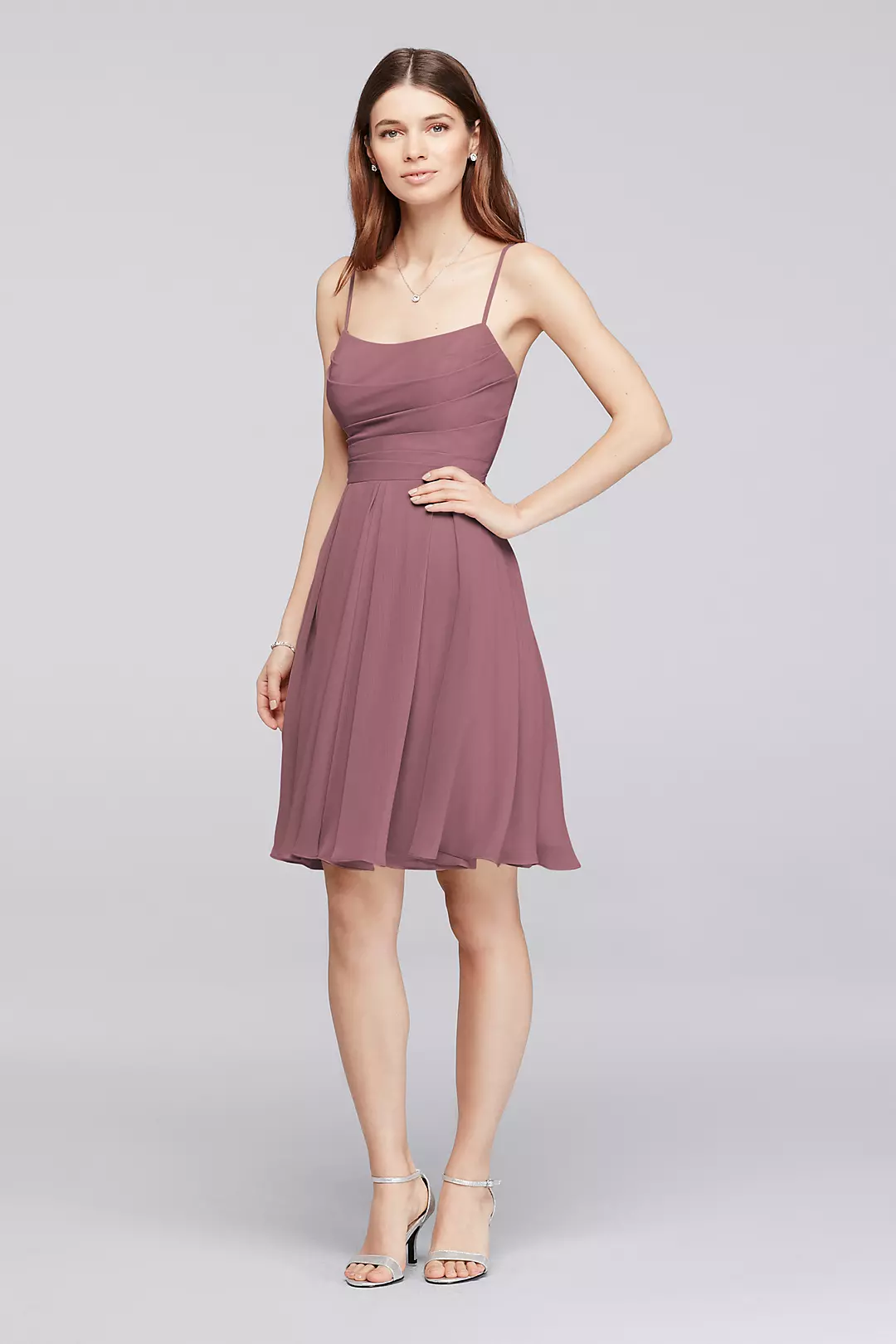 Chiffon Short Bridesmaid Dress with Straps - Image 5