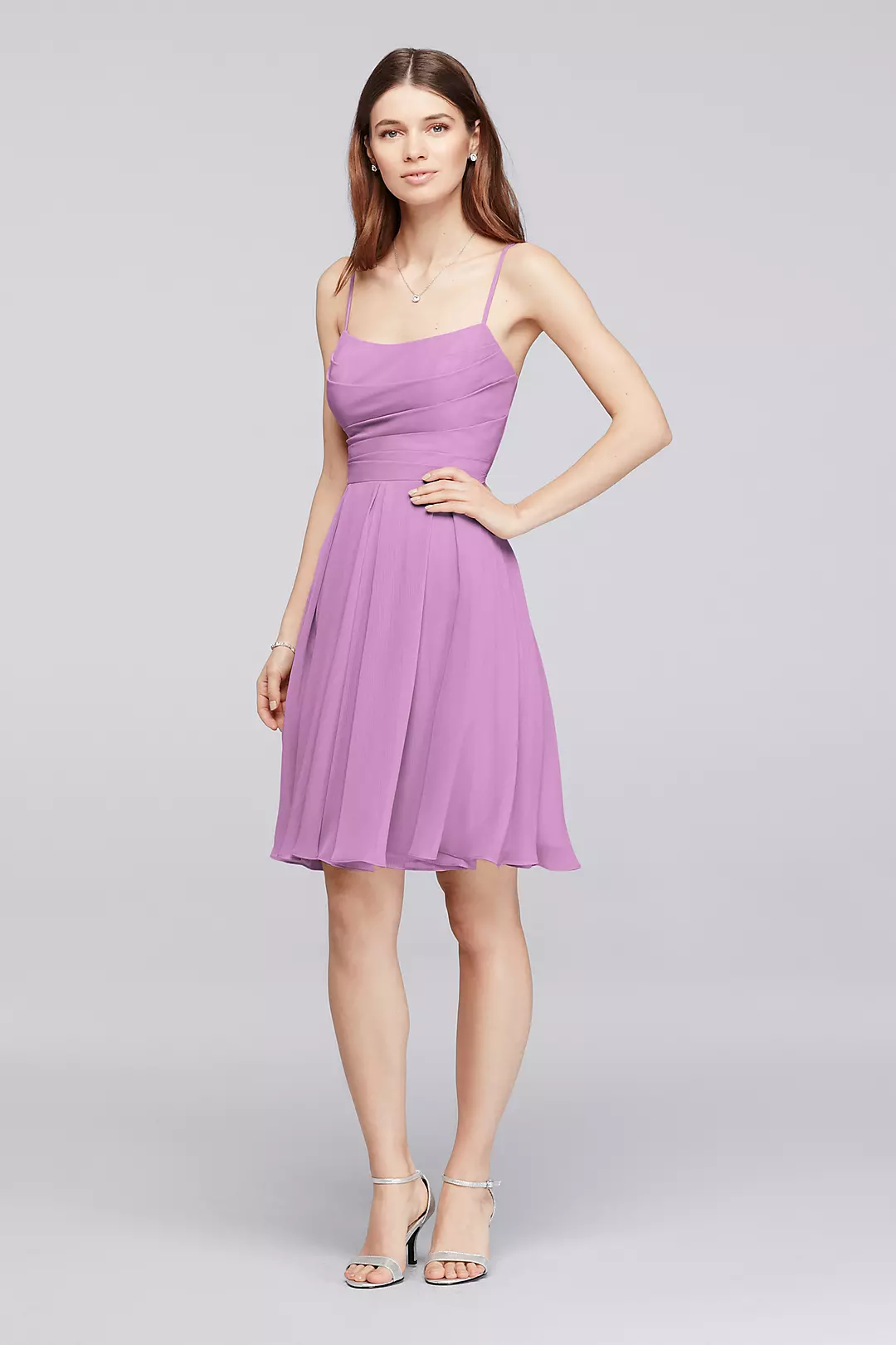 Chiffon Short Bridesmaid Dress with Straps - Image 6