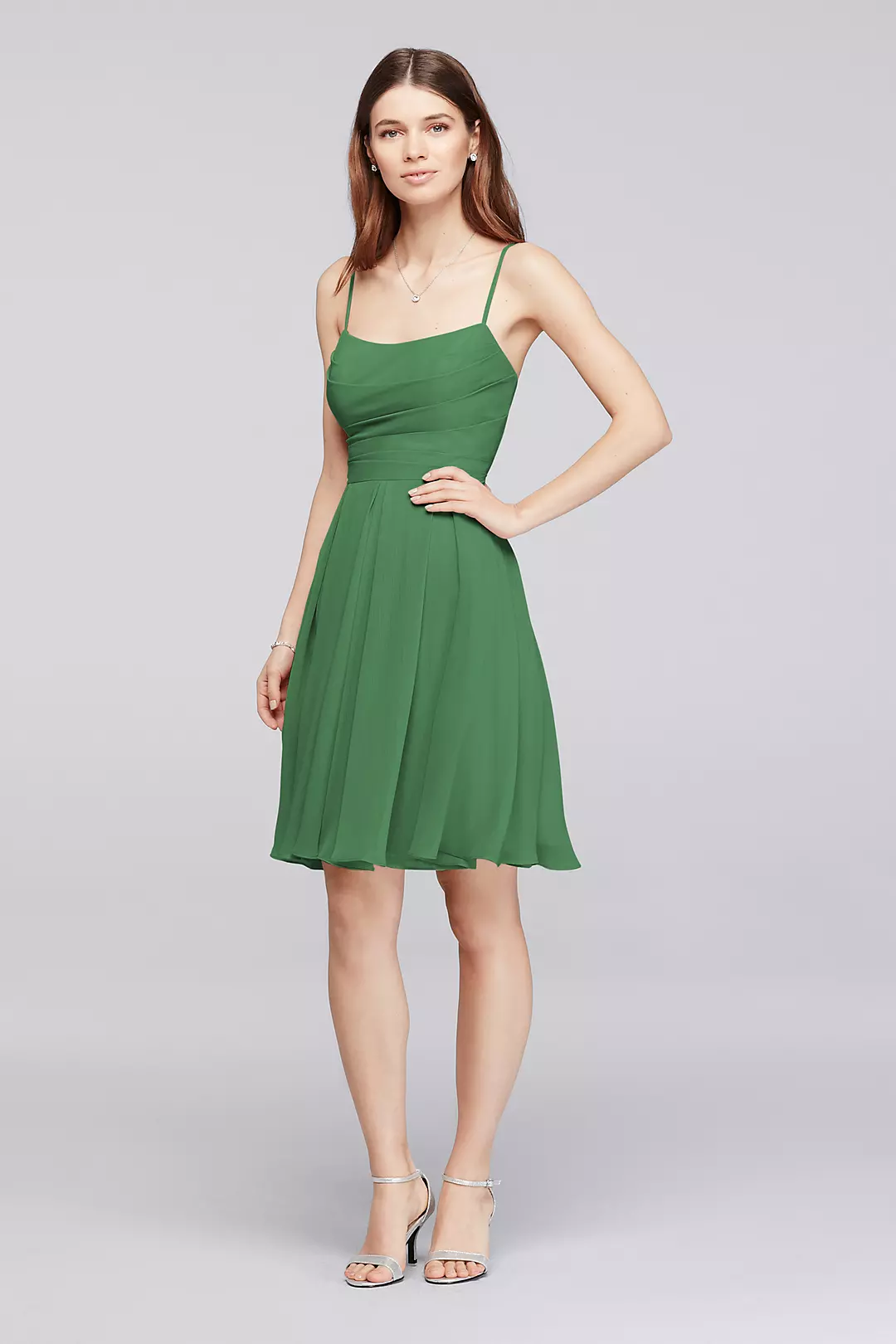 Chiffon Short Bridesmaid Dress with Straps - Image 7