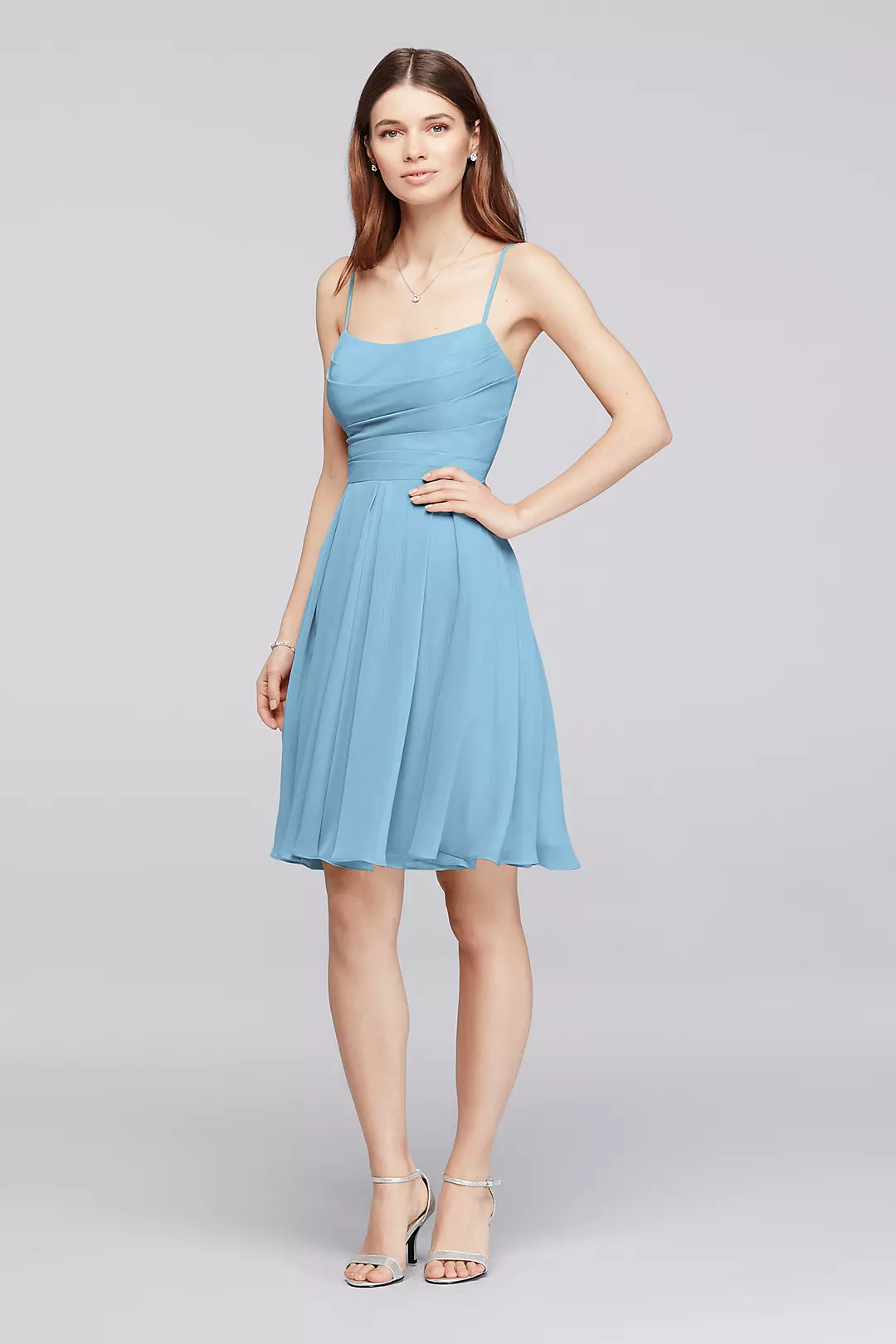 Chiffon Short Bridesmaid Dress with Straps - Image 8