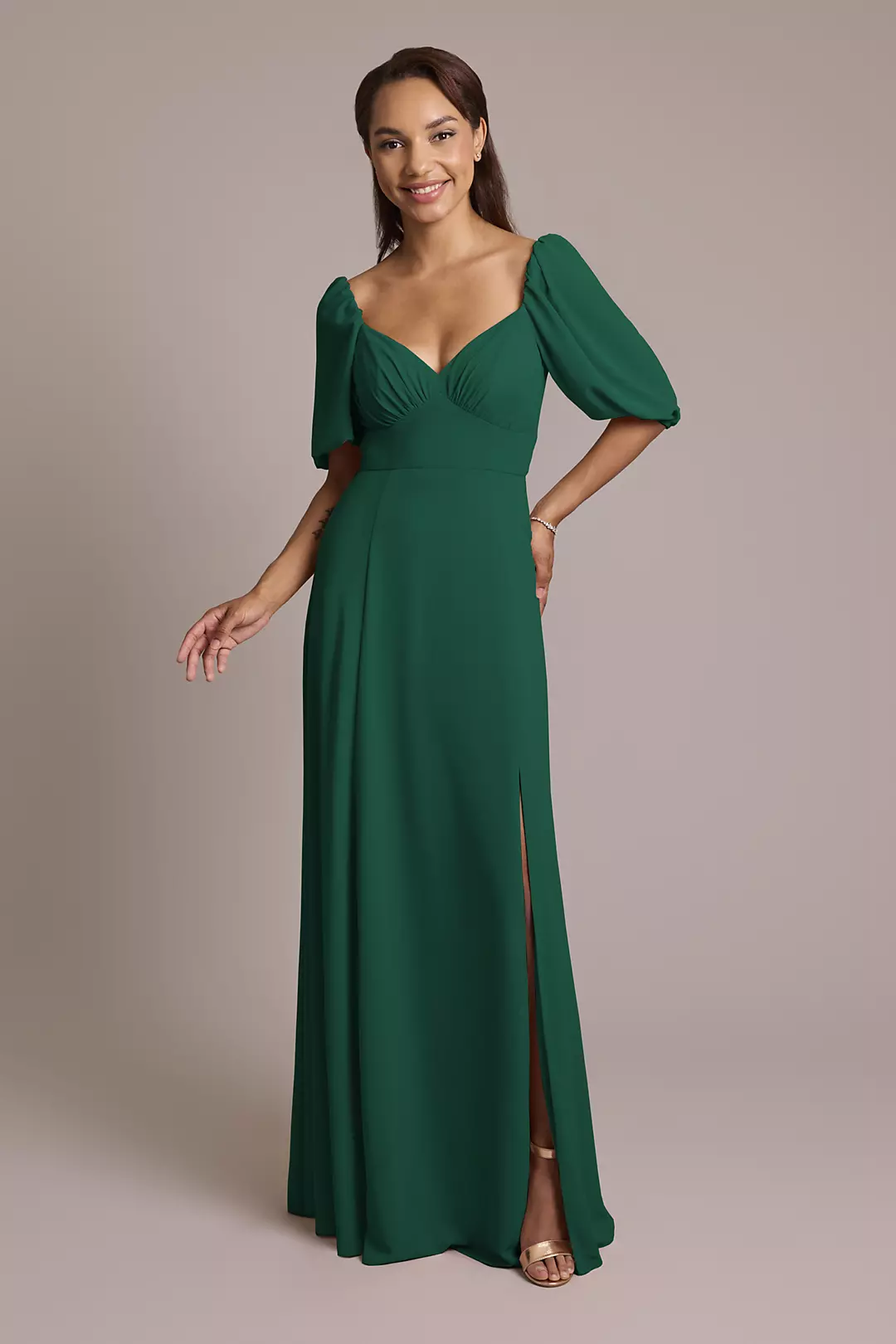 Chiffon Short Sleeve A-Line Dress - Image 32