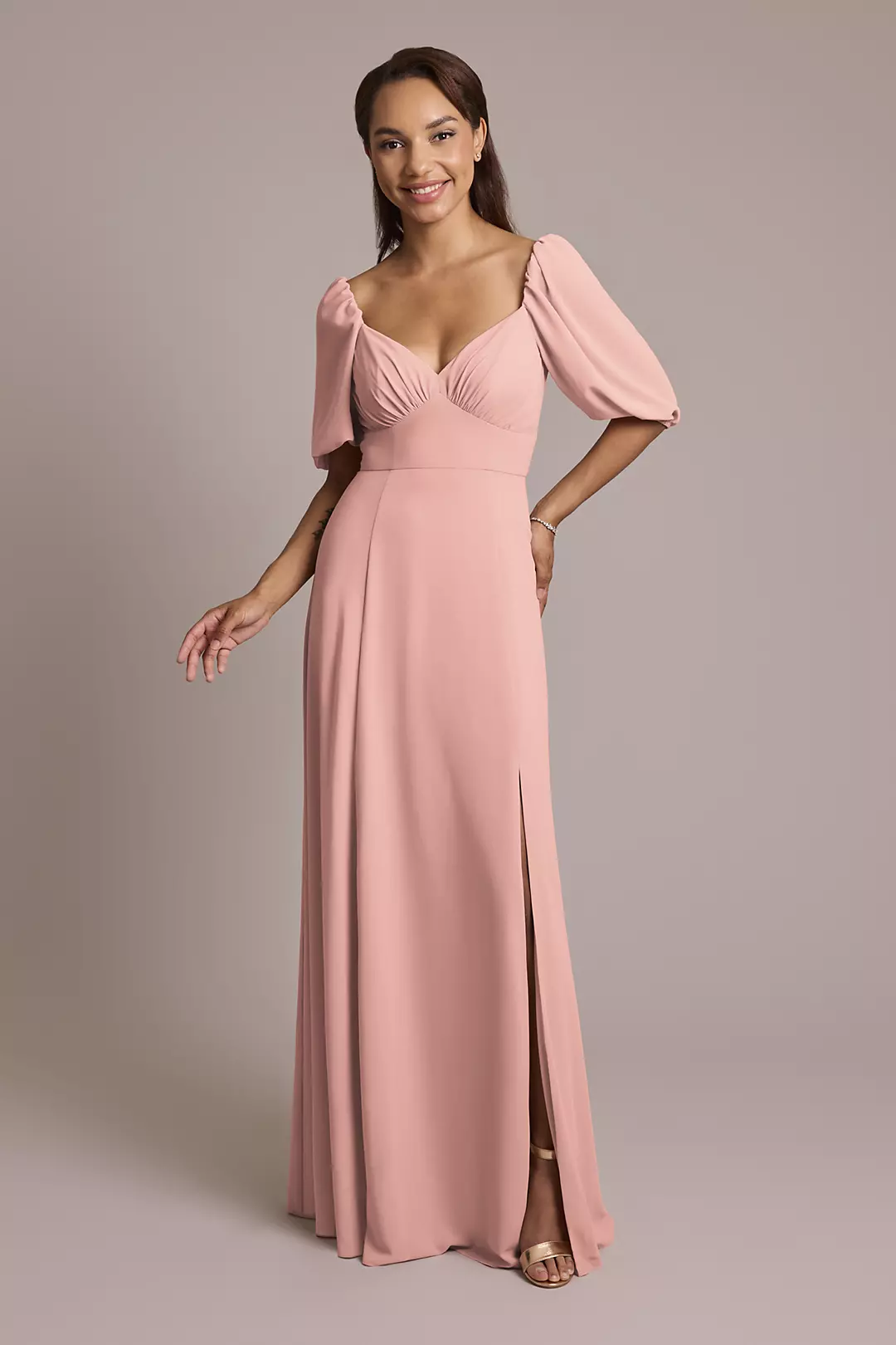 Chiffon Short Sleeve A-Line Dress - Image 33