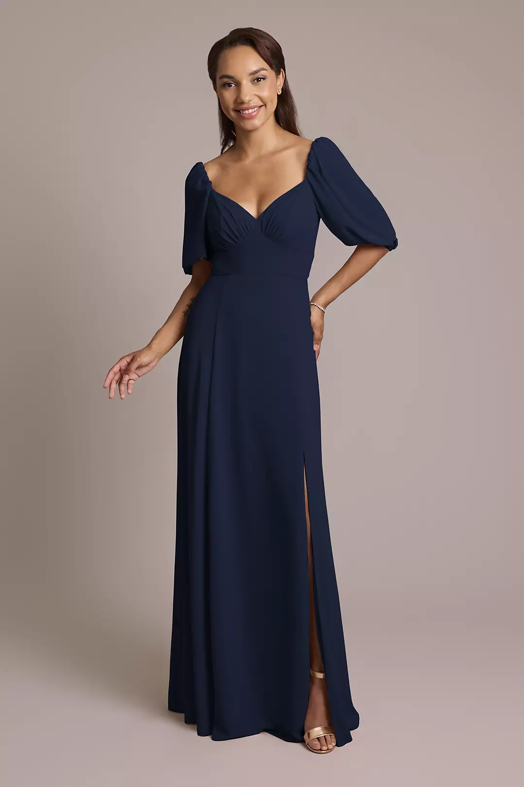 Chiffon Short Sleeve A-Line Dress - Image 37