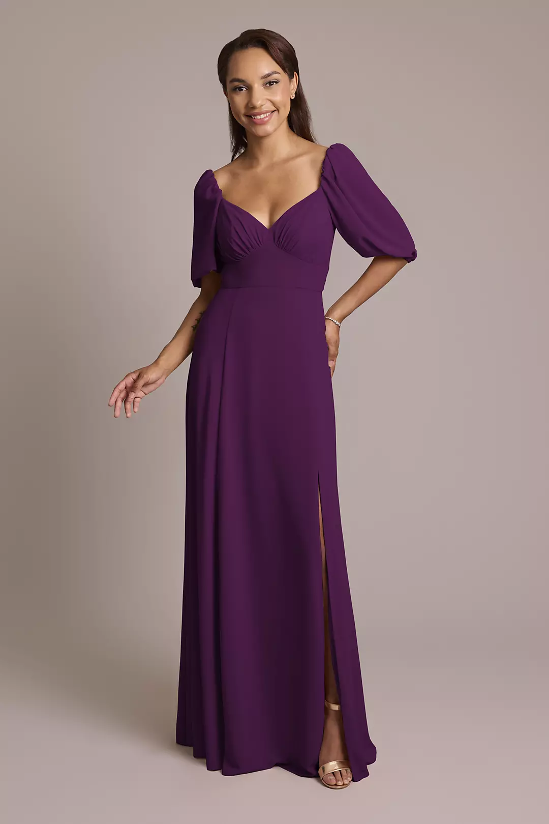 Chiffon Short Sleeve A-Line Dress - Image 42