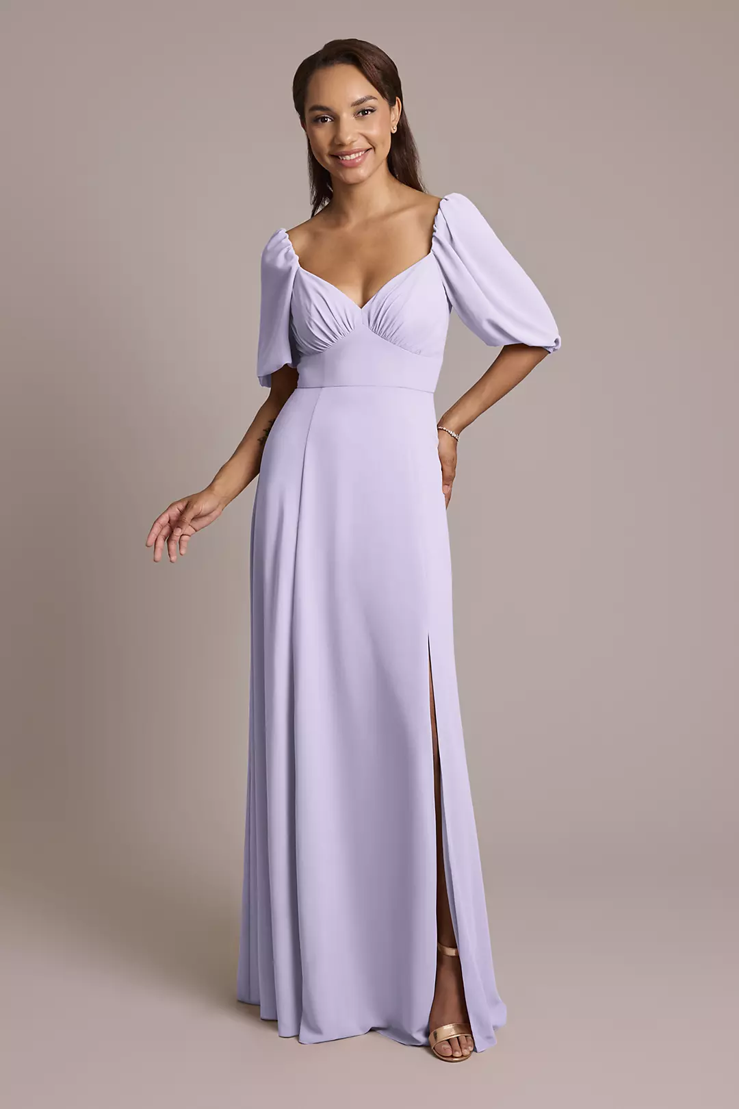 Chiffon Short Sleeve A-Line Dress - Image 46