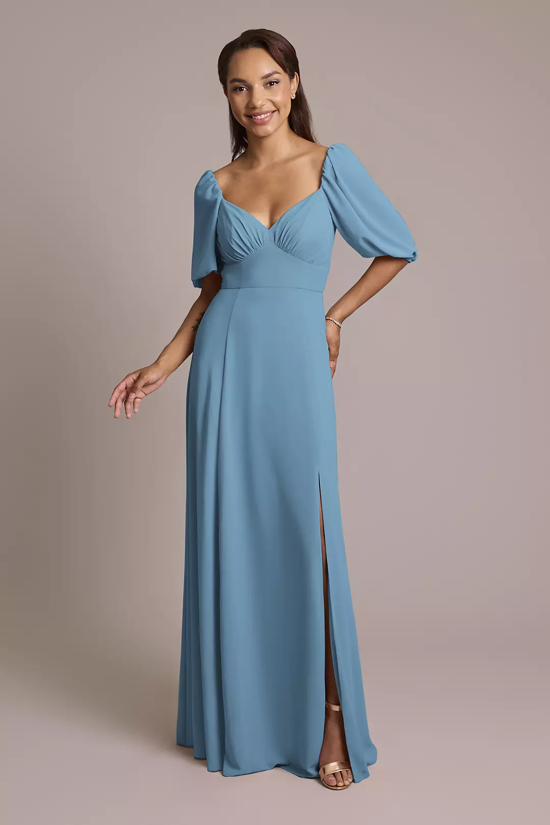 Chiffon Short Sleeve A-Line Dress - Image 47