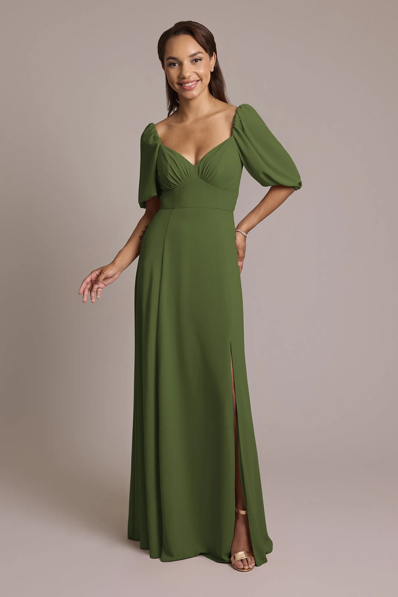 Chiffon Short Sleeve A-Line Dress - Image 5