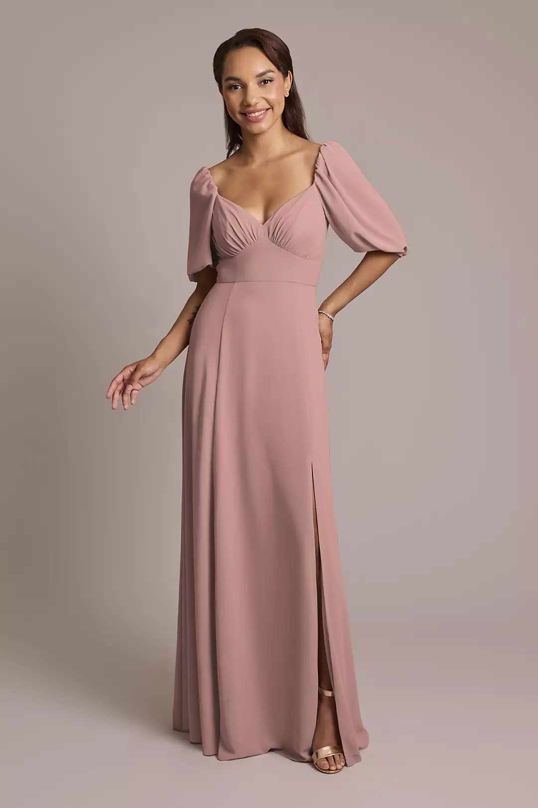 Chiffon Short Sleeve A-Line Dress - Image 50