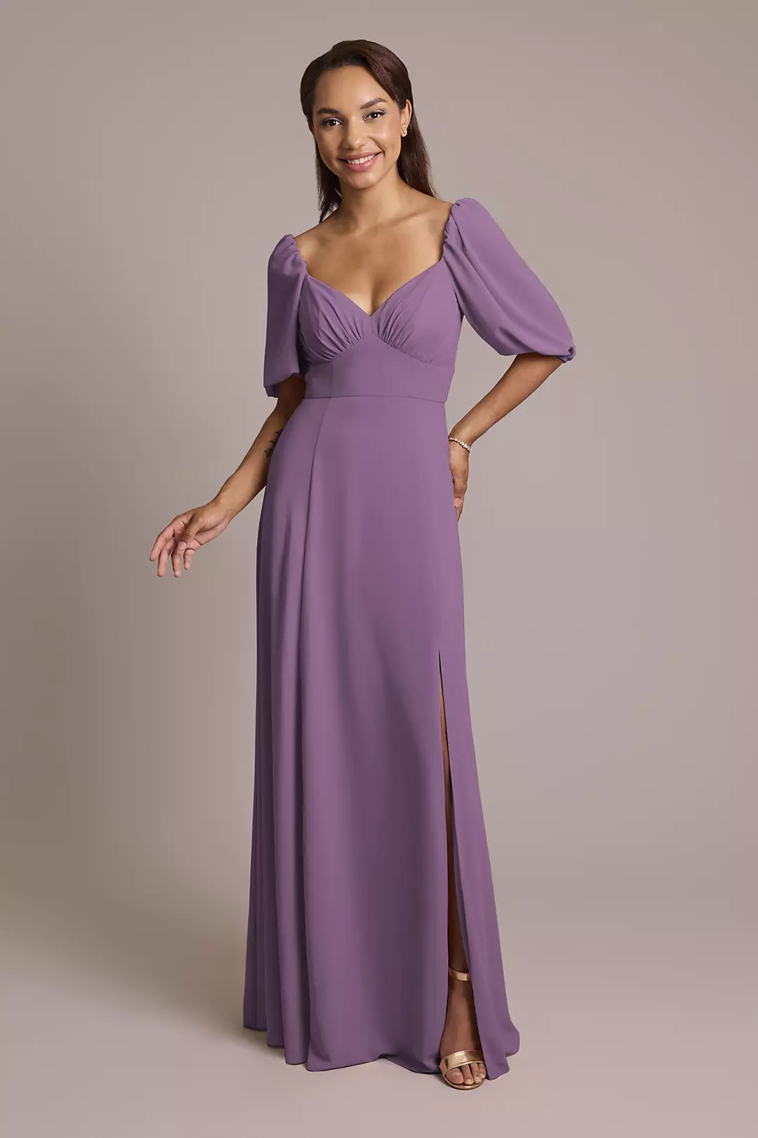 Chiffon Short Sleeve A-Line Dress - Image 55