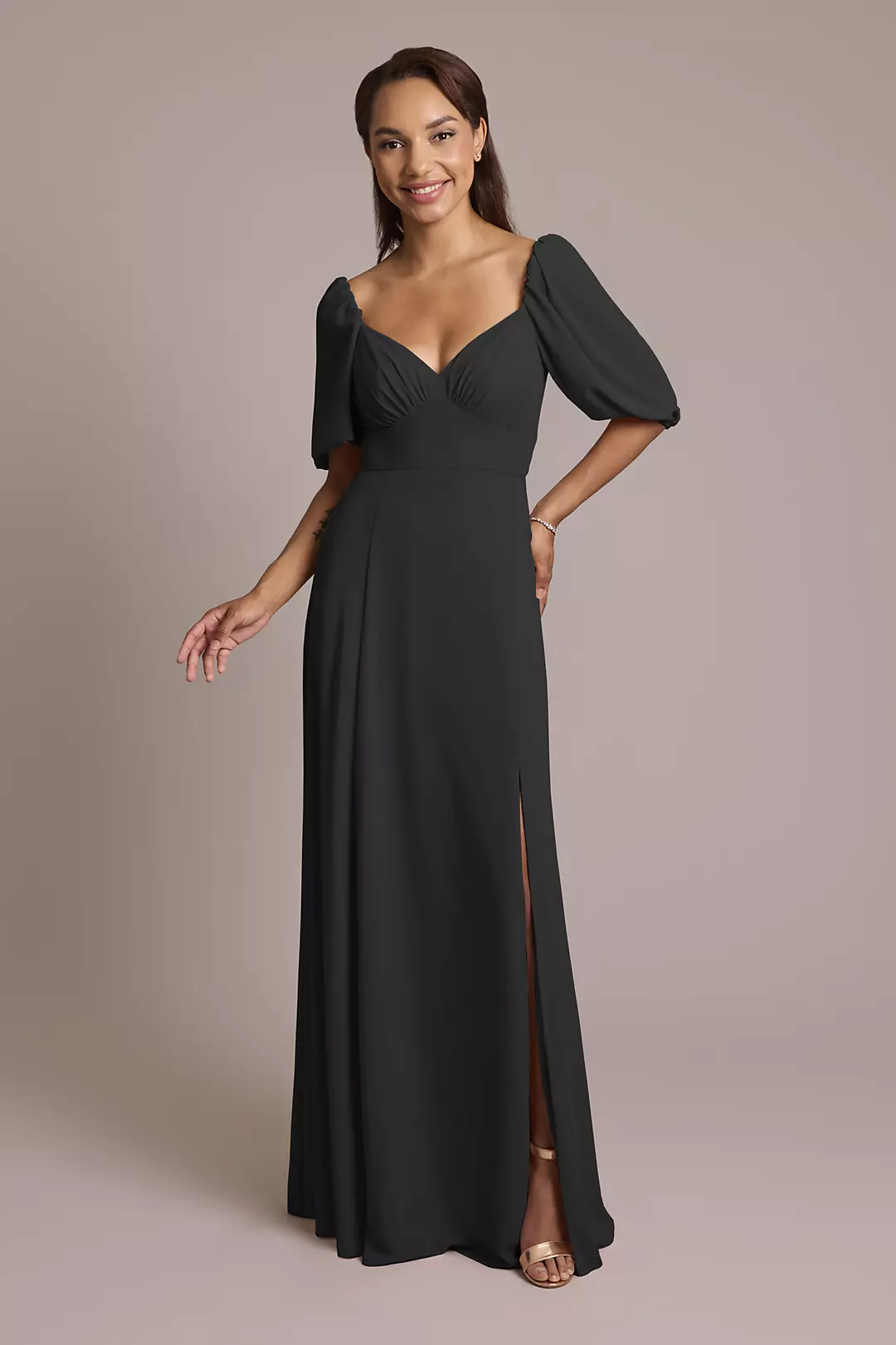 Chiffon Short Sleeve A-Line Dress - Image 58
