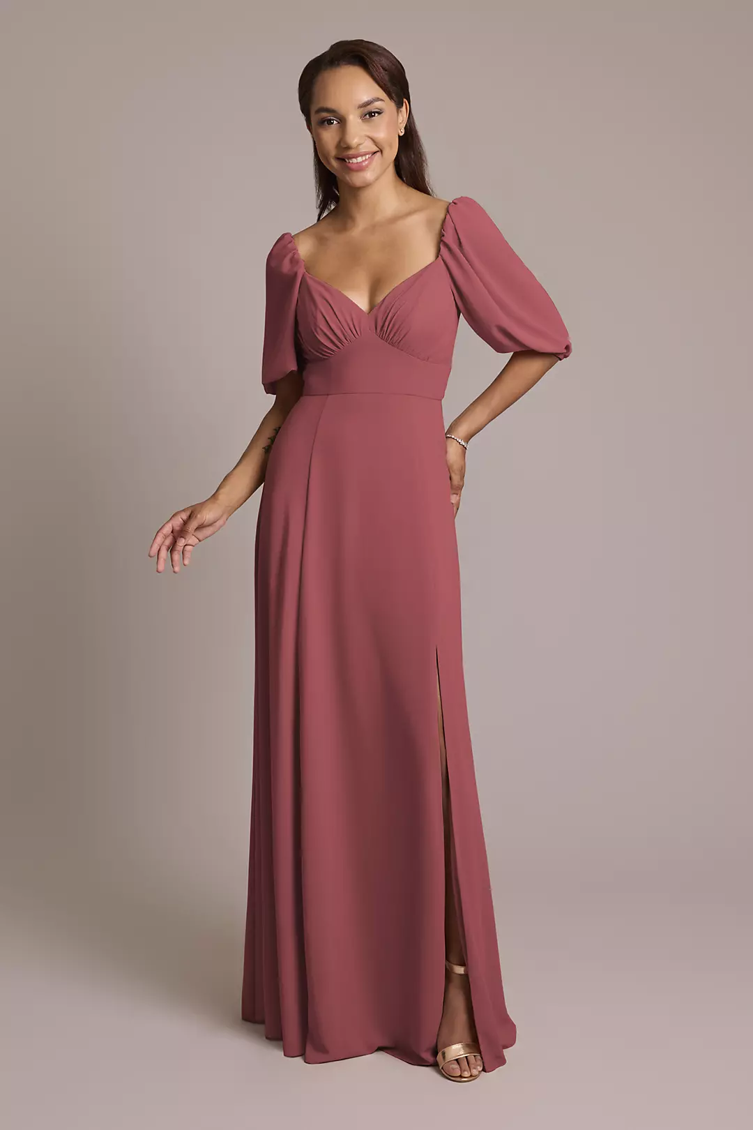 Chiffon Short Sleeve A-Line Dress - Image 60