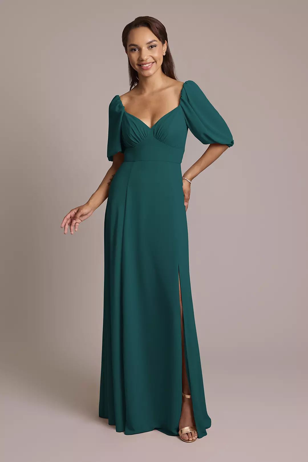 Chiffon Short Sleeve A-Line Dress - Image 61