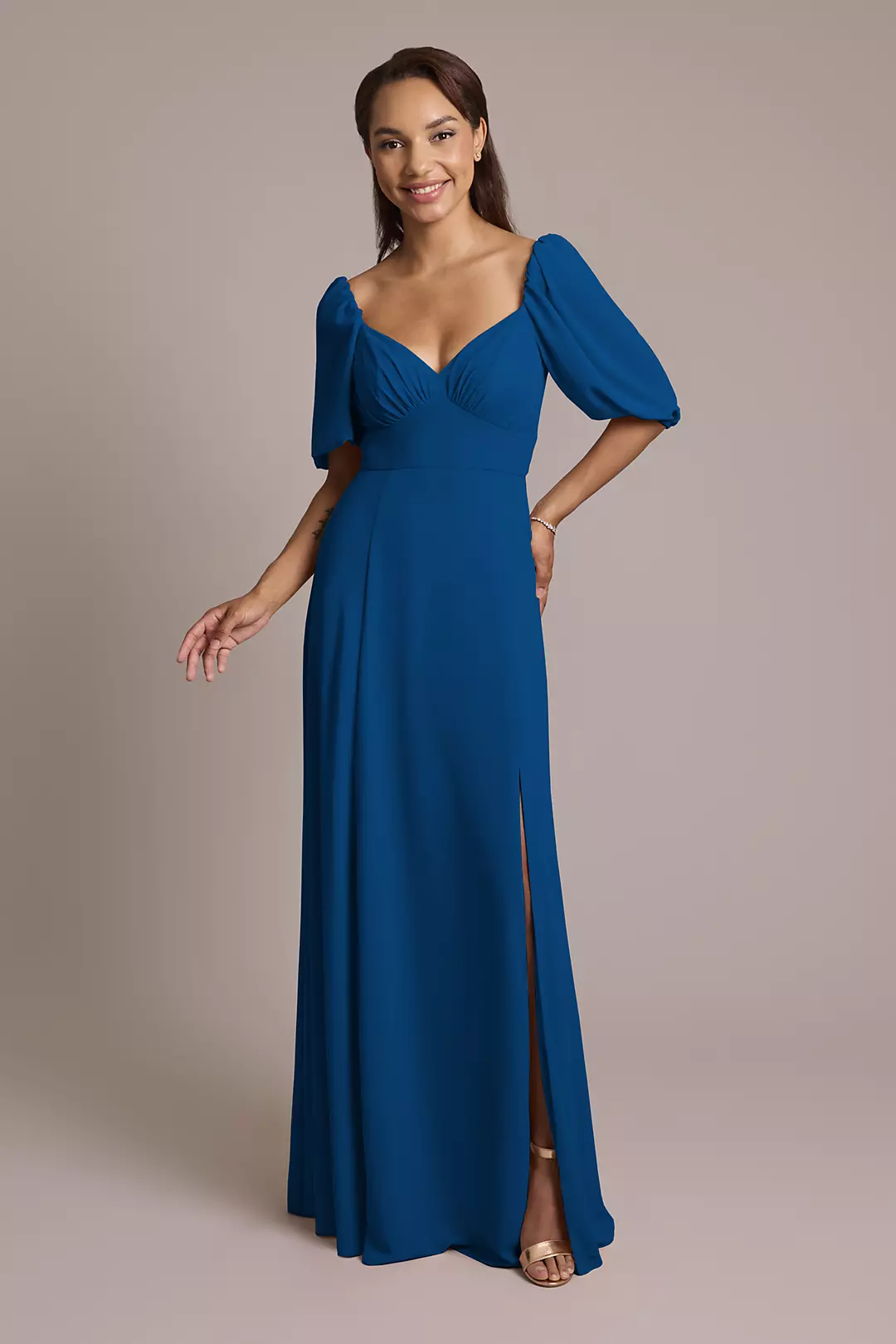 Chiffon Short Sleeve A-Line Dress - Image 68