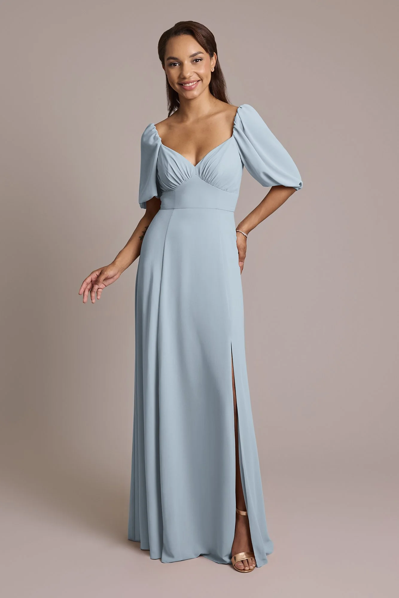 Chiffon Short Sleeve A-Line Dress - Image 7
