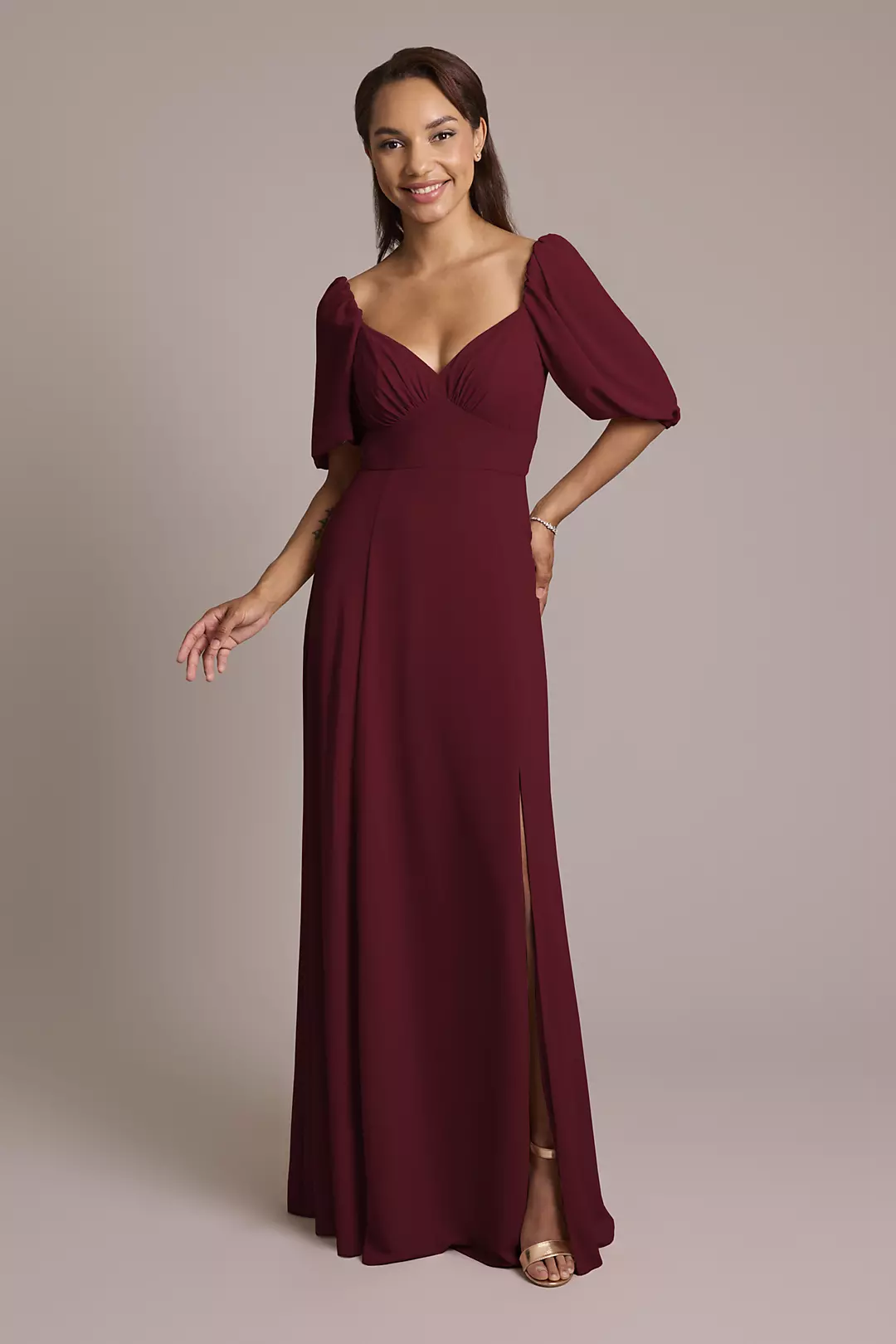 Chiffon Short Sleeve A-Line Dress - Image 81