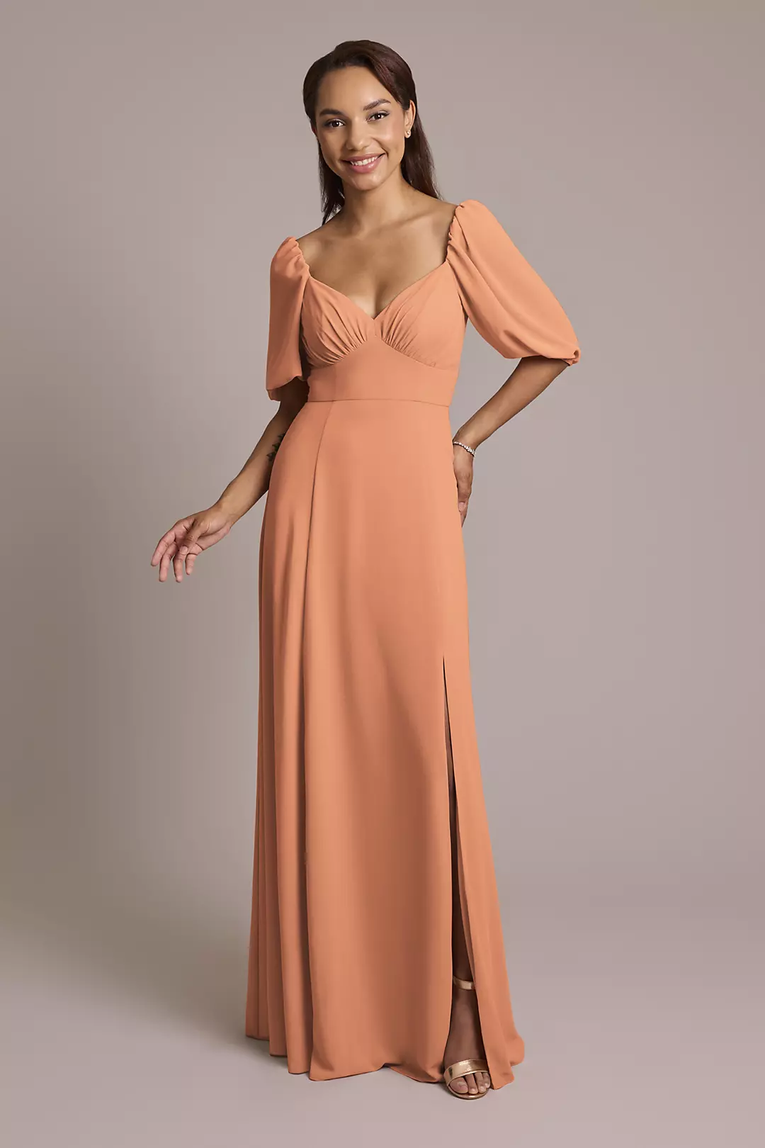 Chiffon Short Sleeve A-Line Dress - Image 86