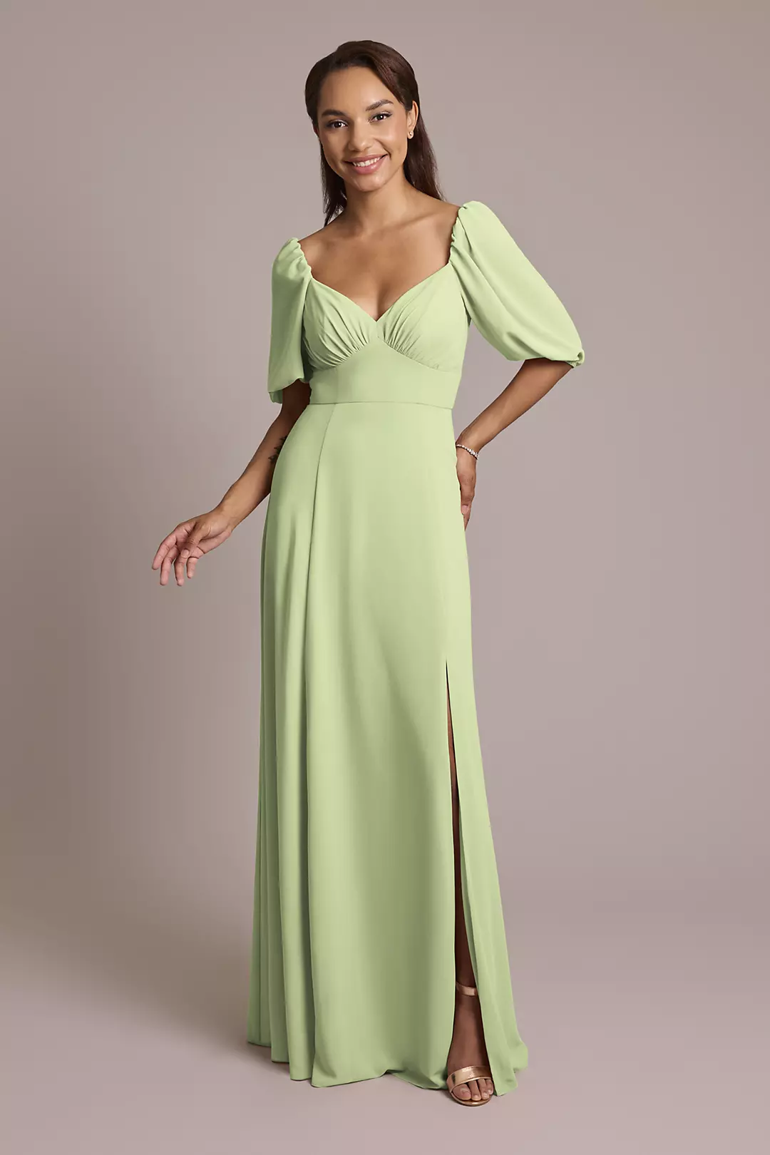 Chiffon Short Sleeve A-Line Dress - Image 87