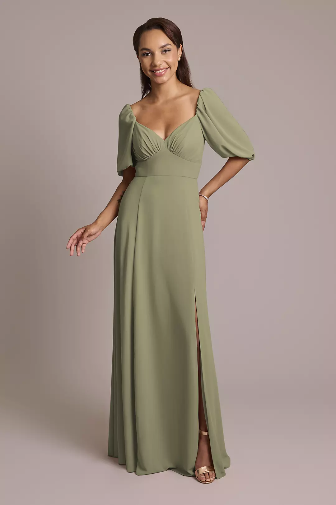Chiffon Short Sleeve A-Line Dress - Image 88