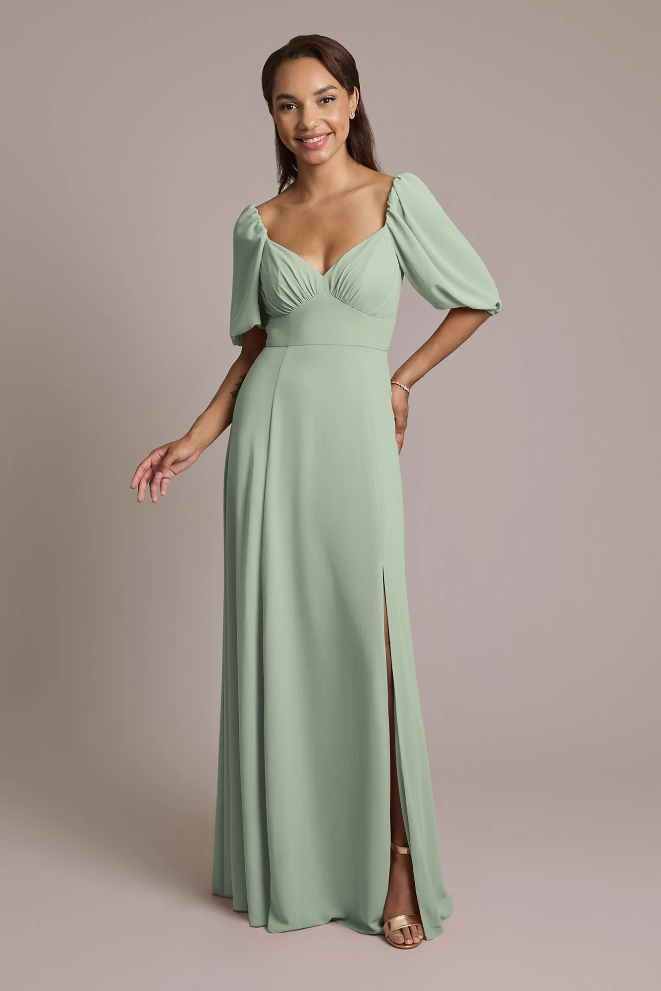 Chiffon Short Sleeve A-Line Dress - Image 9